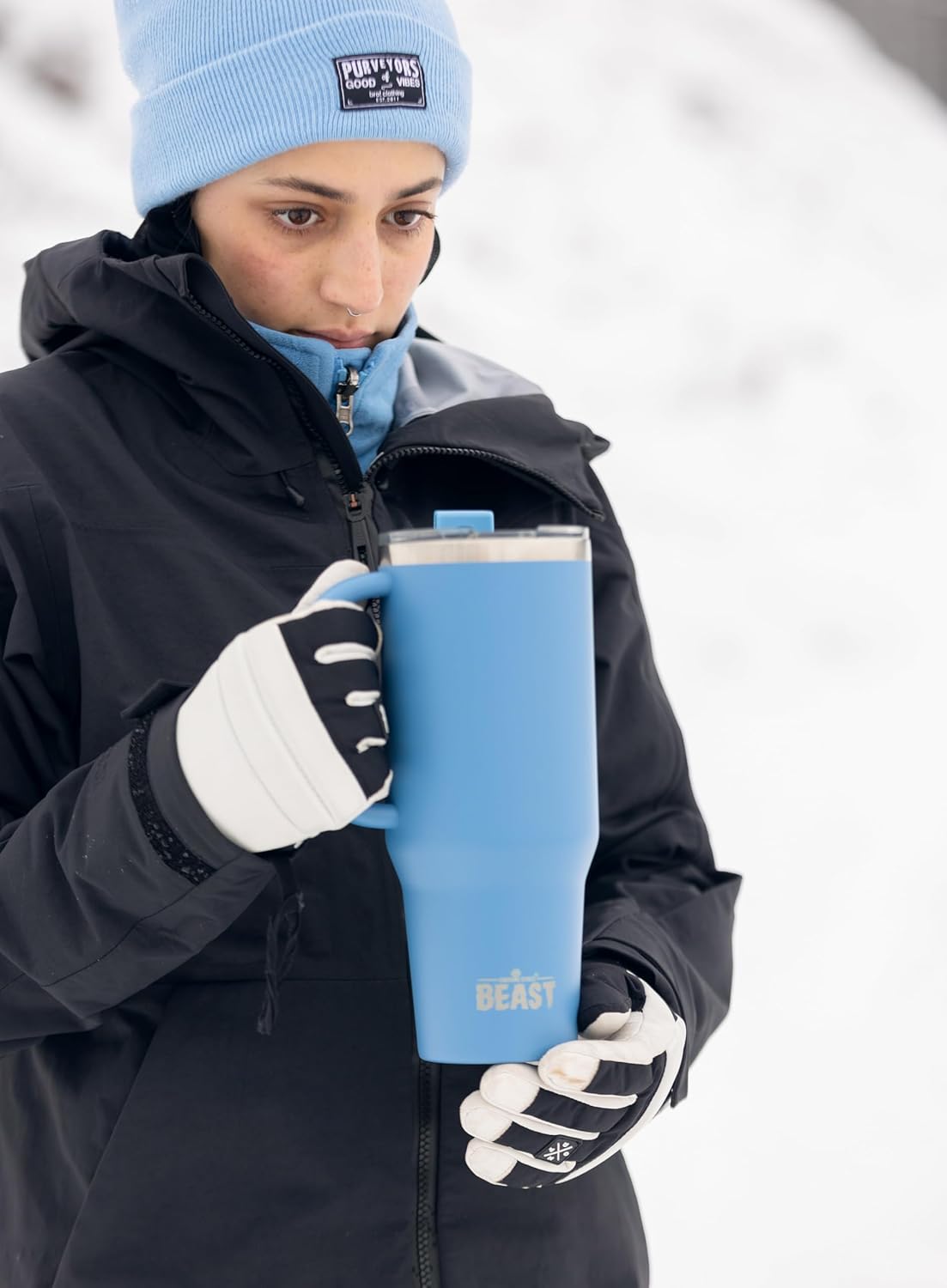 Detalle de Beast Tumbler with Handle - 1300 ml (42 oz), Stormy Sky – Premium Stainless Steel Vacuum Insulated Cup