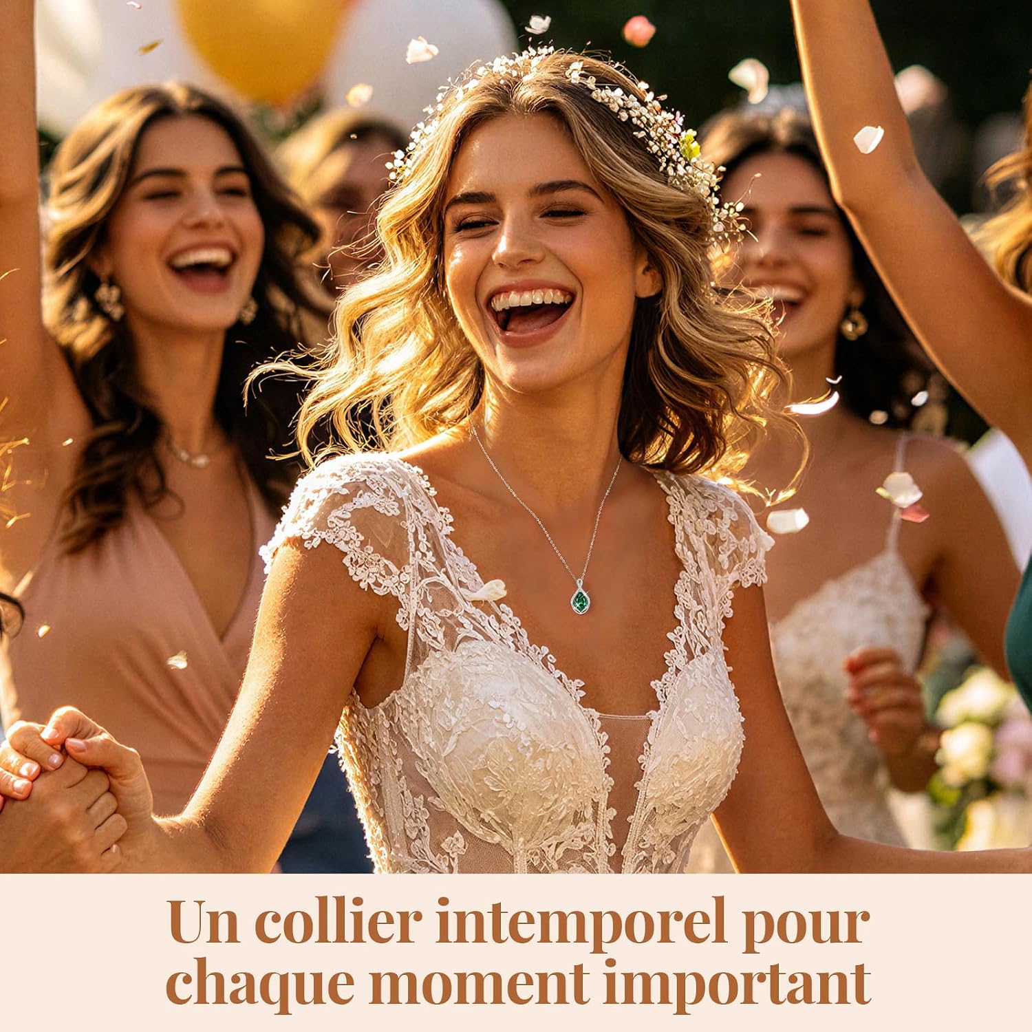 Detalle de CDE Collier Femme Cadeau Pendentif Larme en Zircone 5A – Élégance raffinée