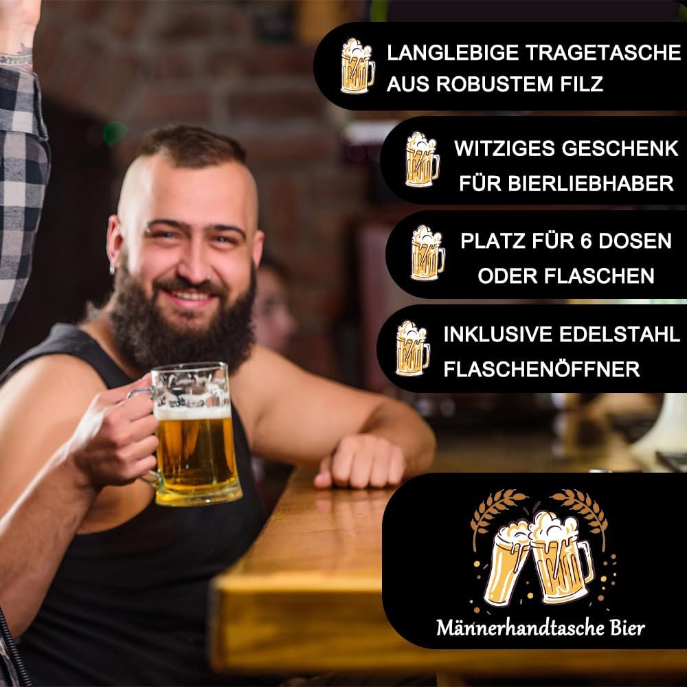 Detalle de KHstylehoo Männerhandtasche Bier 6 Flaschen