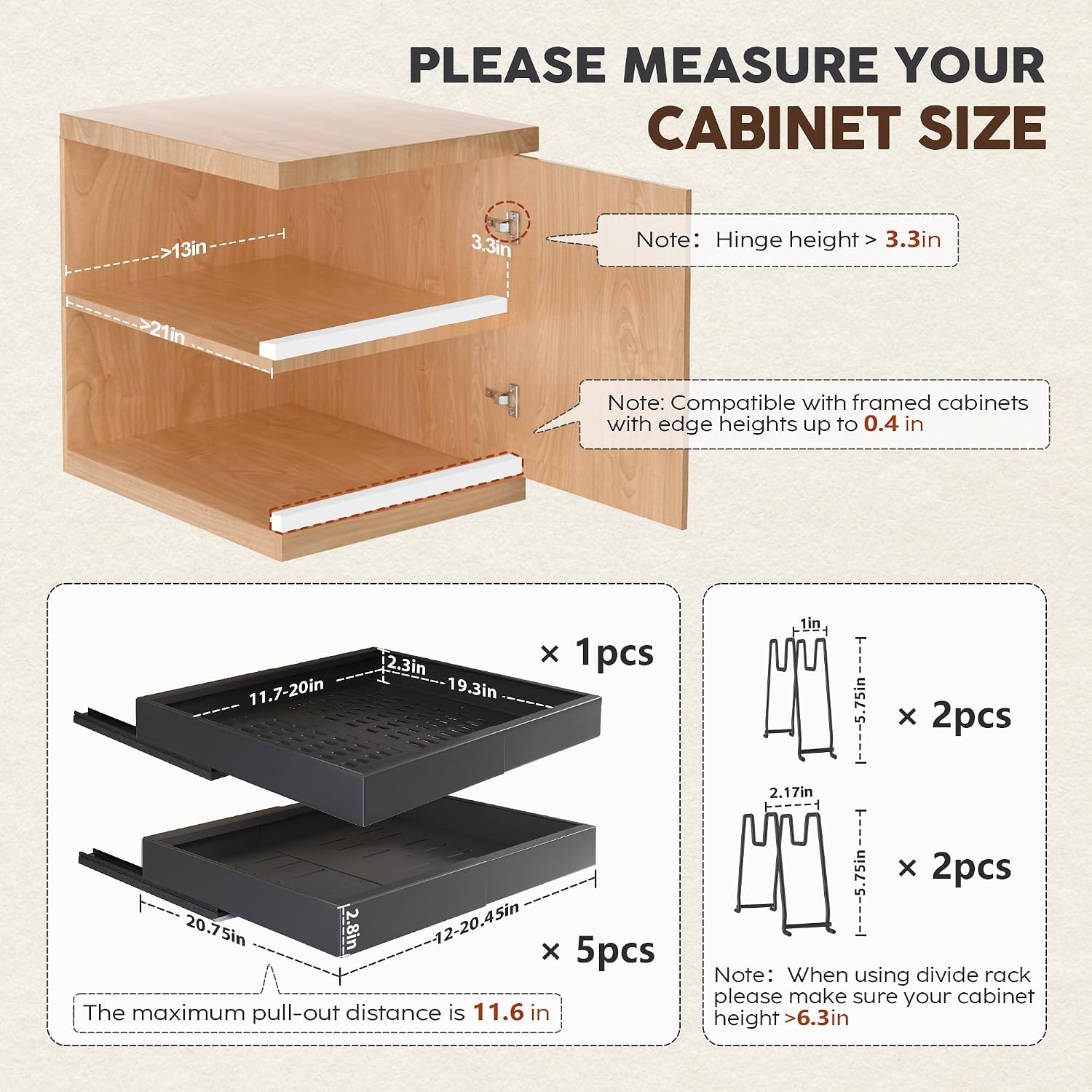 Detalle 2 de Seinloes 6 Pack Pull-Out Cabinet Organizer 21"