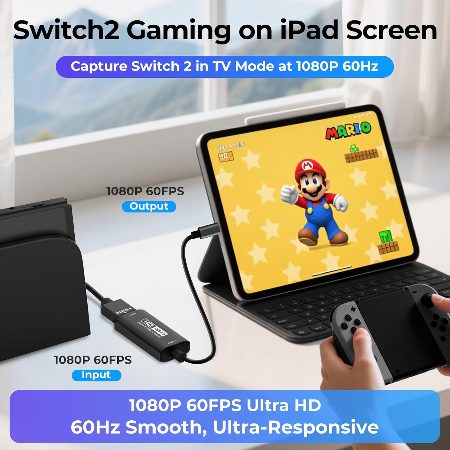 Detalle de Guermok Video Capture Card: USB 3.0 HDMI to USB-C with 4K/1080p60 Capabilities