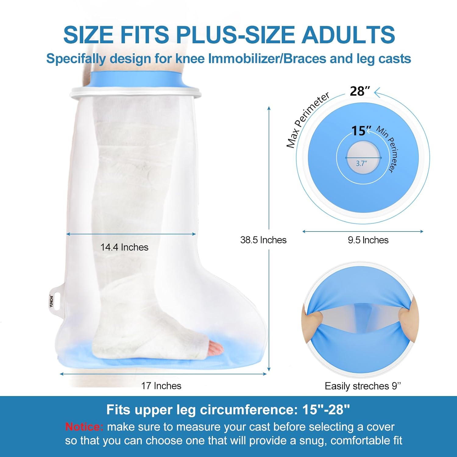 Detalle de YUNCHI XL full leg waterproof cast cover for shower