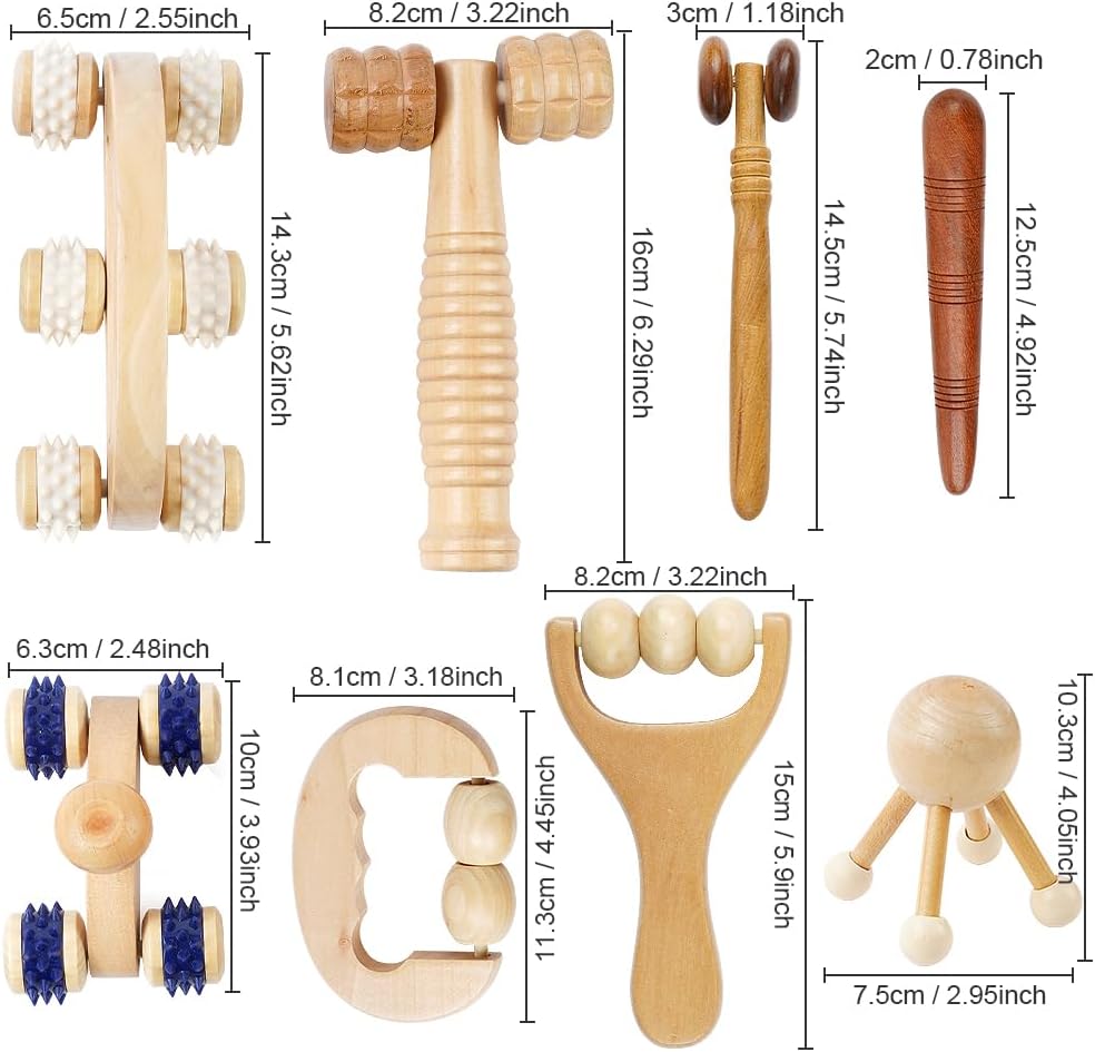 Detalle 2 de ACWOO Faszienrolle Holz Massageroller Set 8-teilig
