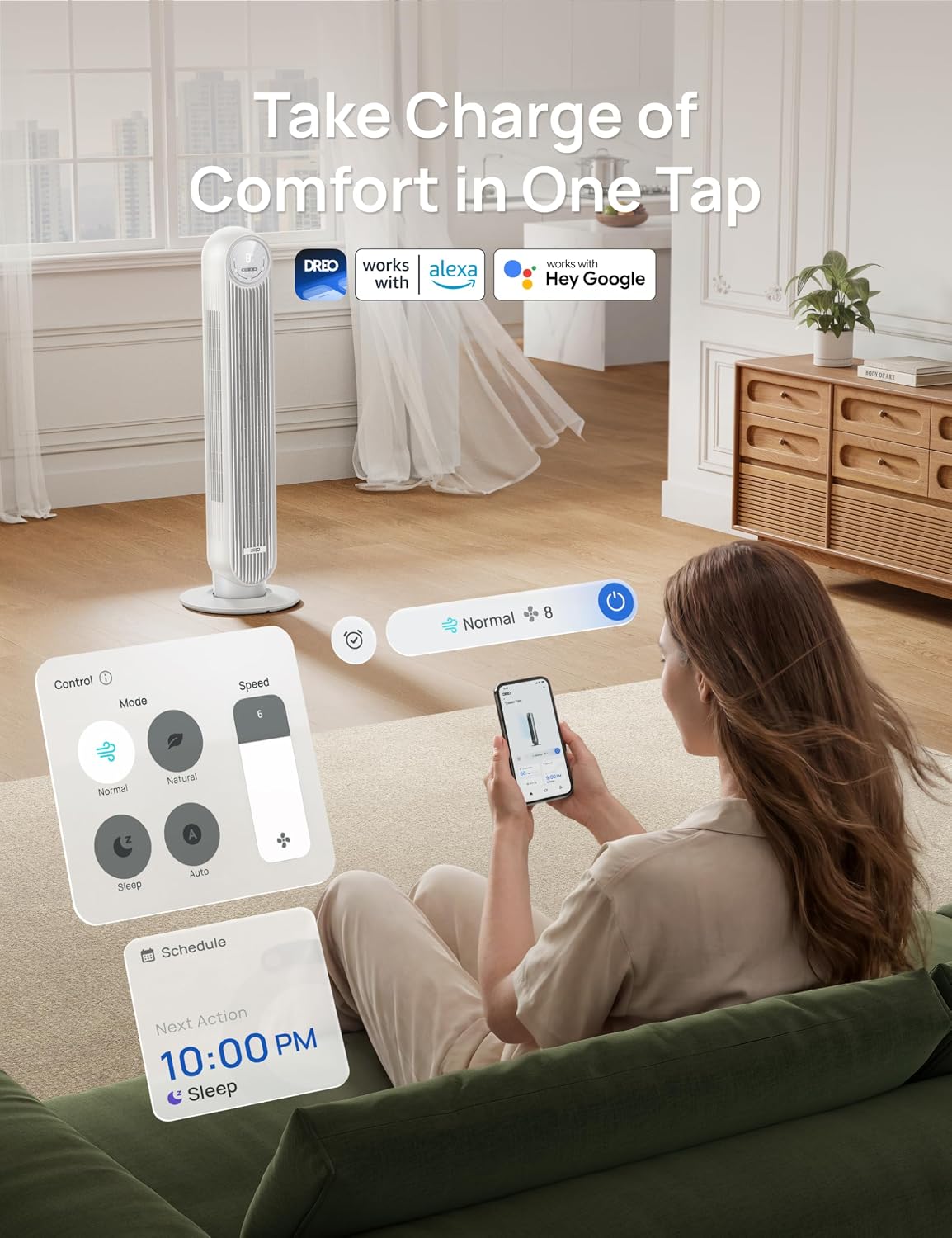 Thumbnail 6 de DREO Tower Fan for Bedroom (2026 Upgraded DC Motor) — Quiet, Smart, and Versatile Cooling