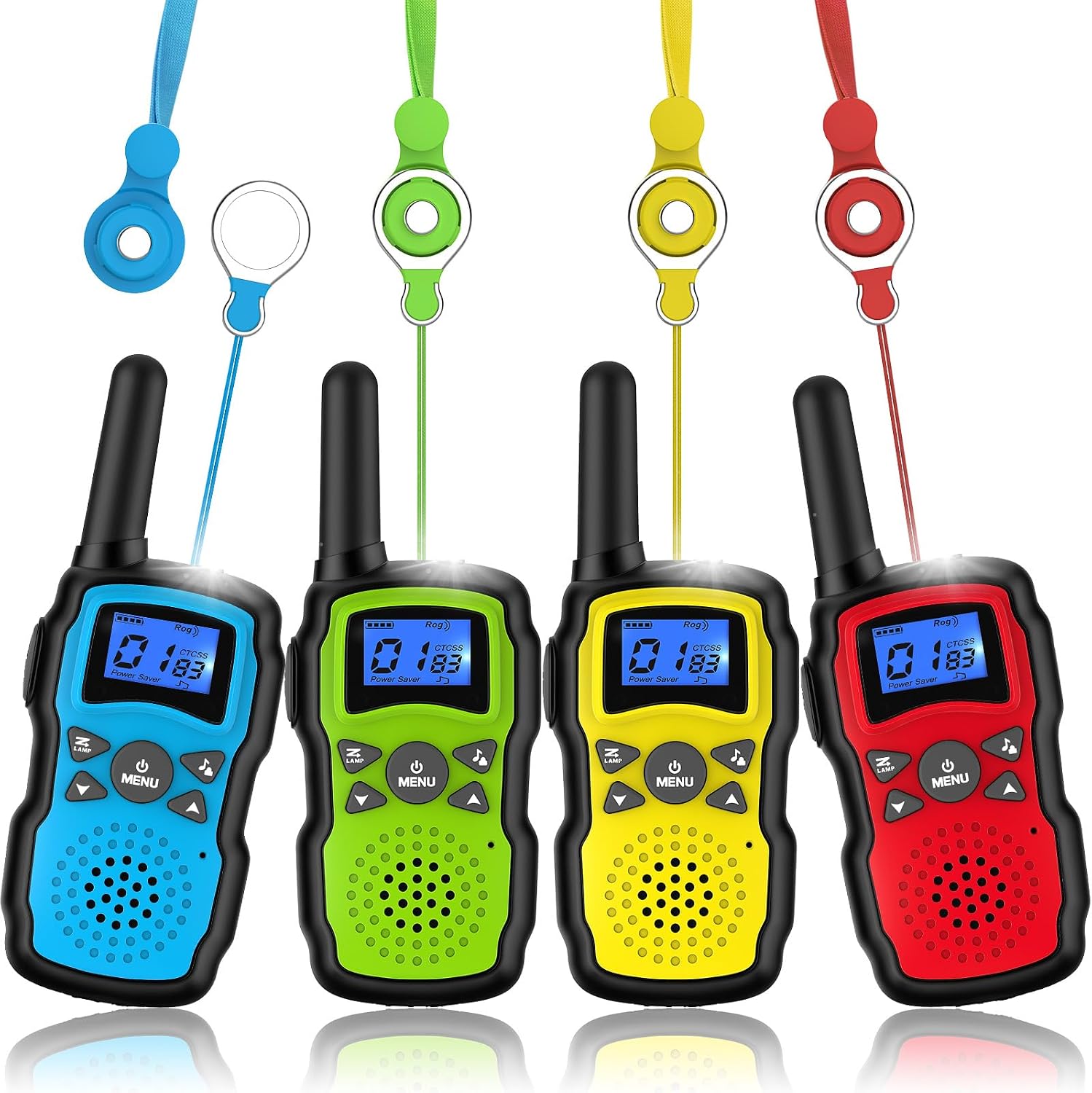 Detalle de Wishouse Walkie Talkies for Kids & Adults (4 Pack) — Long Range, HD Sound, Light & Lanyards
