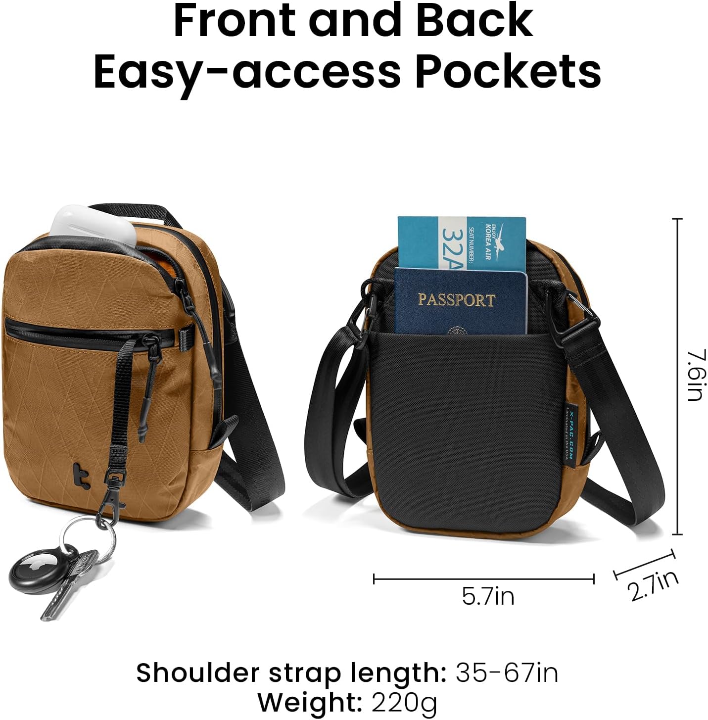 Thumbnail 6 de tomtoc Travel Crossbody Bag RFID Blocking – lockable anti-theft sling organiser (X-Pac VX21)