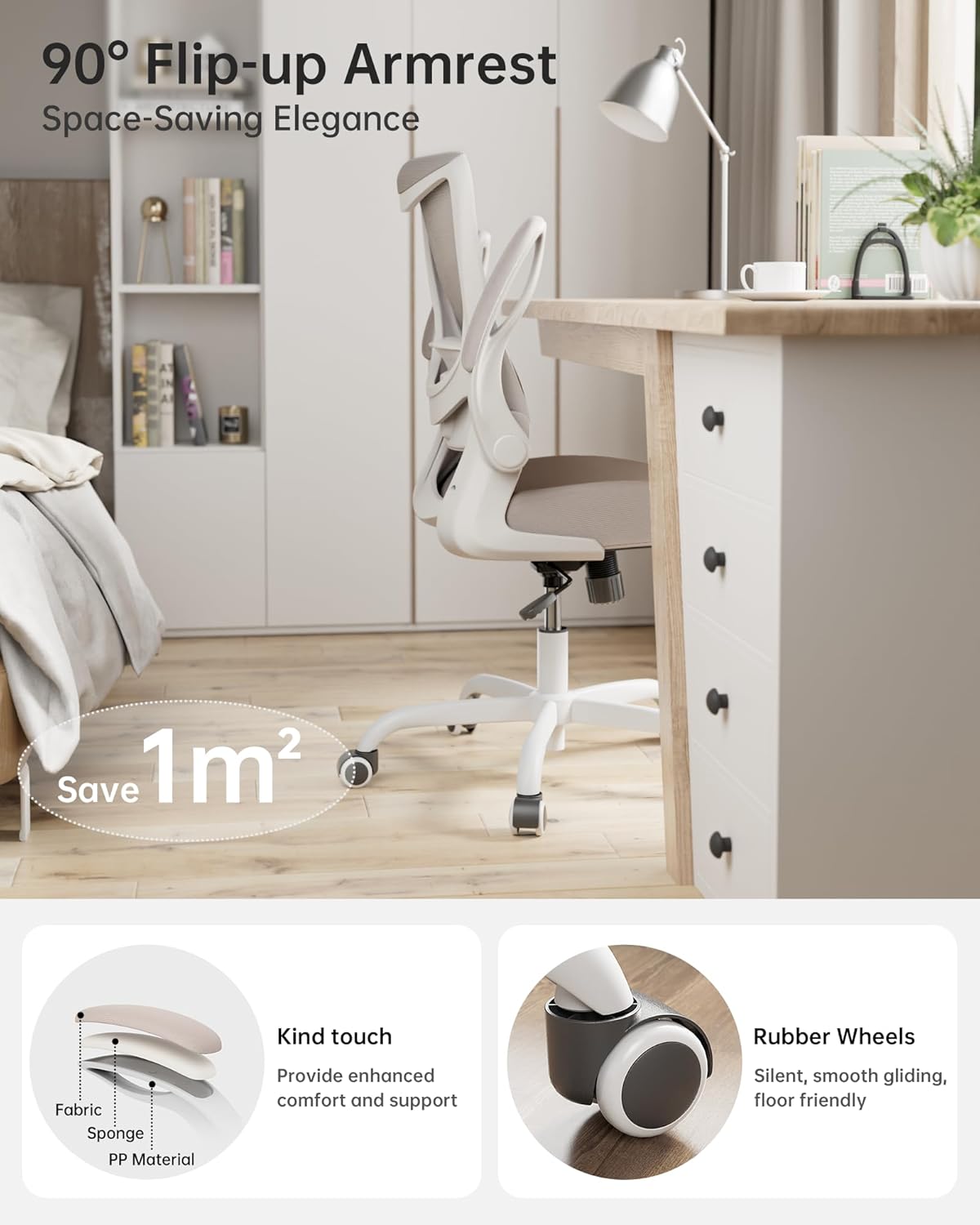 Thumbnail 2 de MUXX.STIL Office Chair: Ergonomic Mesh Chair with Adjustable Lumbar Support and Flip-Up Armrests