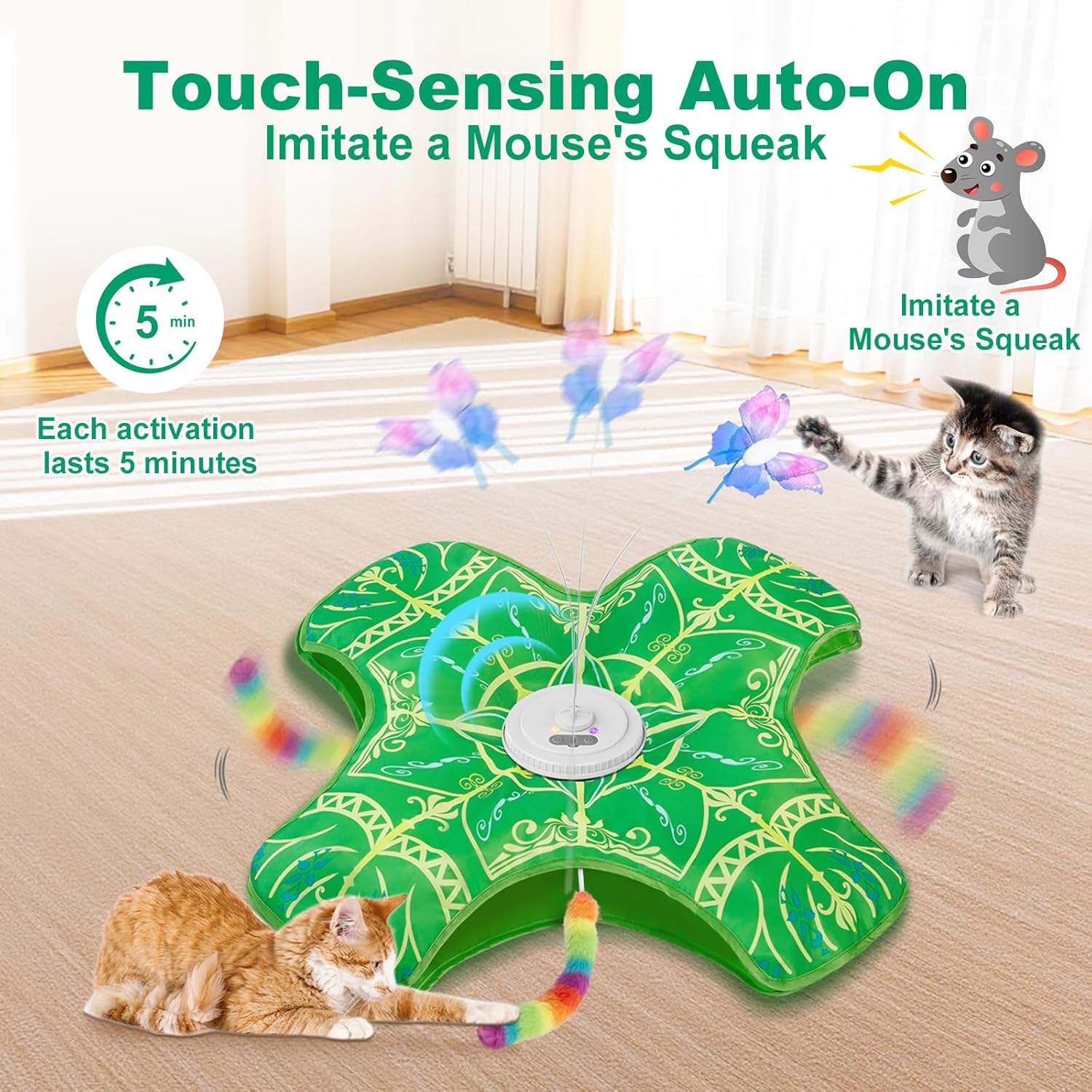 Thumbnail 2 de Qraxond Interactive Cat Toys for Indoor Cats (Rechargeable Touch-Activated Hide and Seek Kitten Toy)