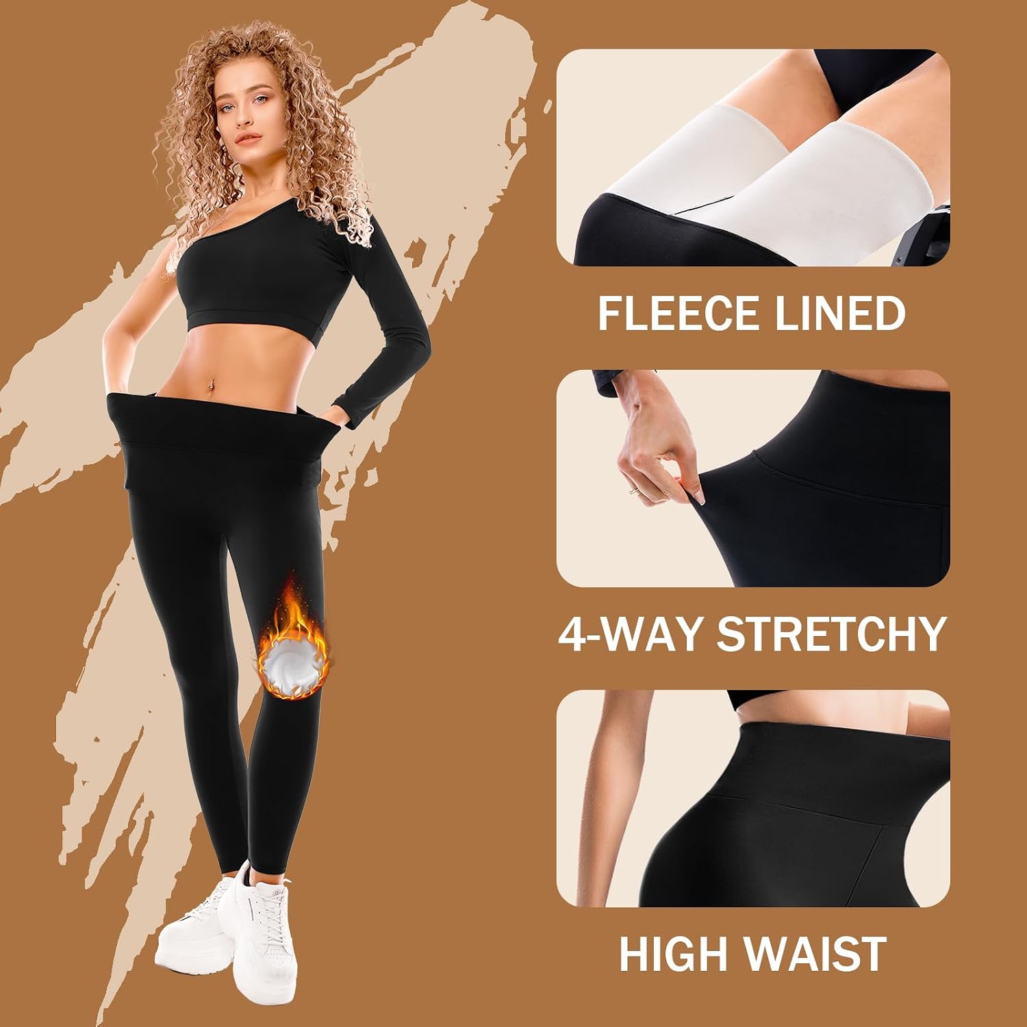 Detalle 2 de SINOPHANT Fleece‑lined high‑waist thermal leggings