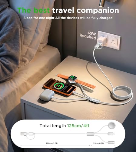 Detalle de Xiwxi Travel Essentials: 3-in-1 Magnetic Travel Charger for Apple Watch, iPhone, and USB-C Devices