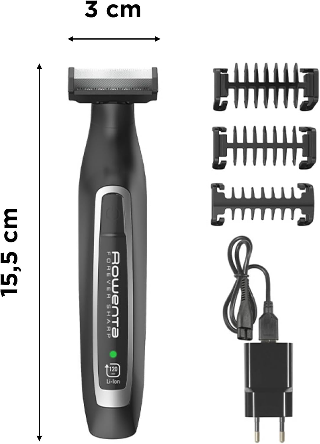 Detalle de ROWENTA Forever Sharp Tondeuse Barbe Hybride 3en1 – précision, autonomie et confort