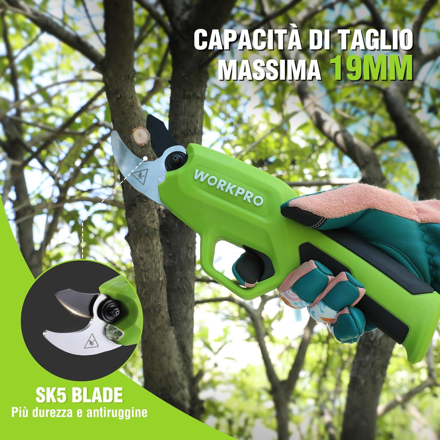 Thumbnail 2 de WORKPRO Forbici potatura elettriche 7,2V, taglio 19mm ✂