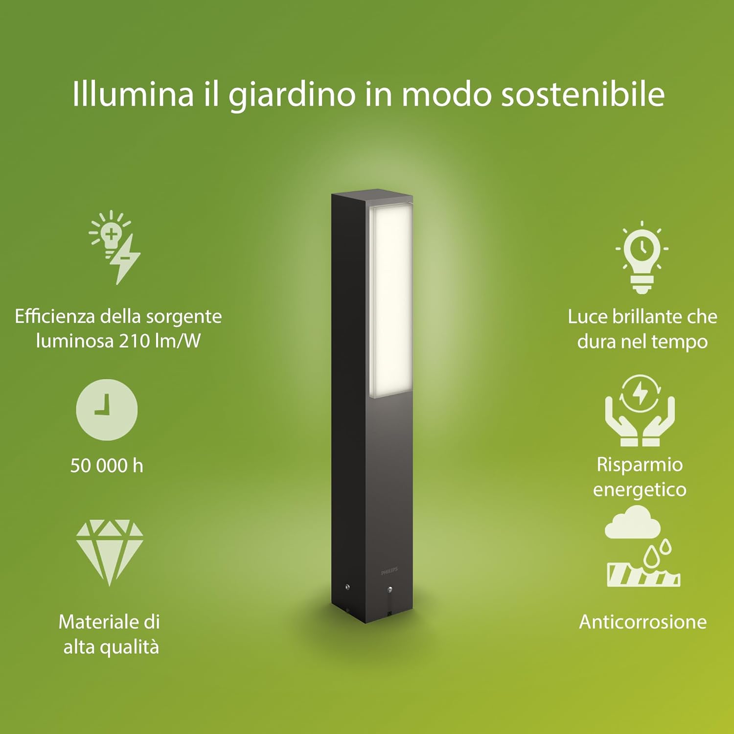 Thumbnail 1 de Philips LED Stratosphere Ultra Efficiente paletto per esterni antracite, luce bianca calda 3,8W, IP44