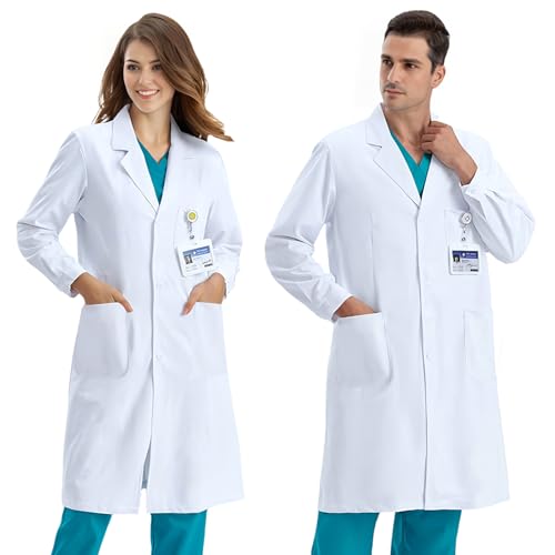 Detalle de Cocrazy Blouse Blanche Chimie Femme/Homme – XL, coton 80% et polyester, pochettes pratiques