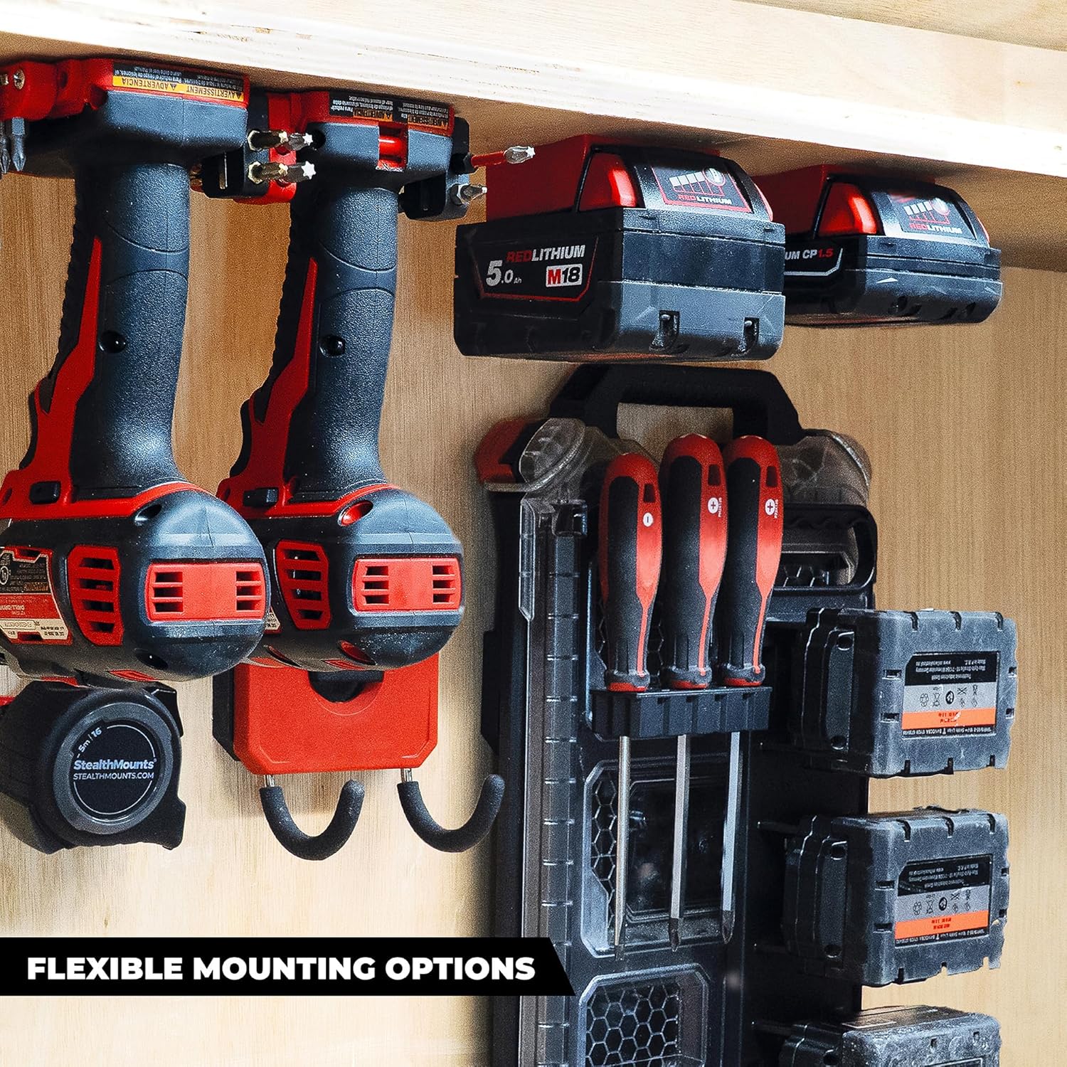 Detalle de StealthMounts Supports de Batterie Milwaukee 6 pièces