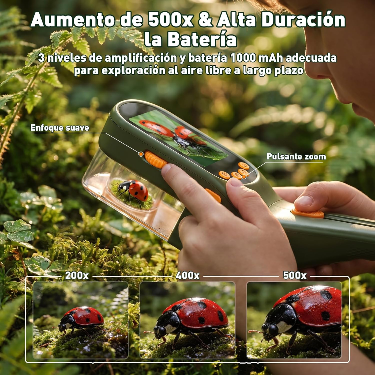 Detalle de ASPOVEN Atrapa Insectos con 500X Pantalla - Kit Explorador Niños