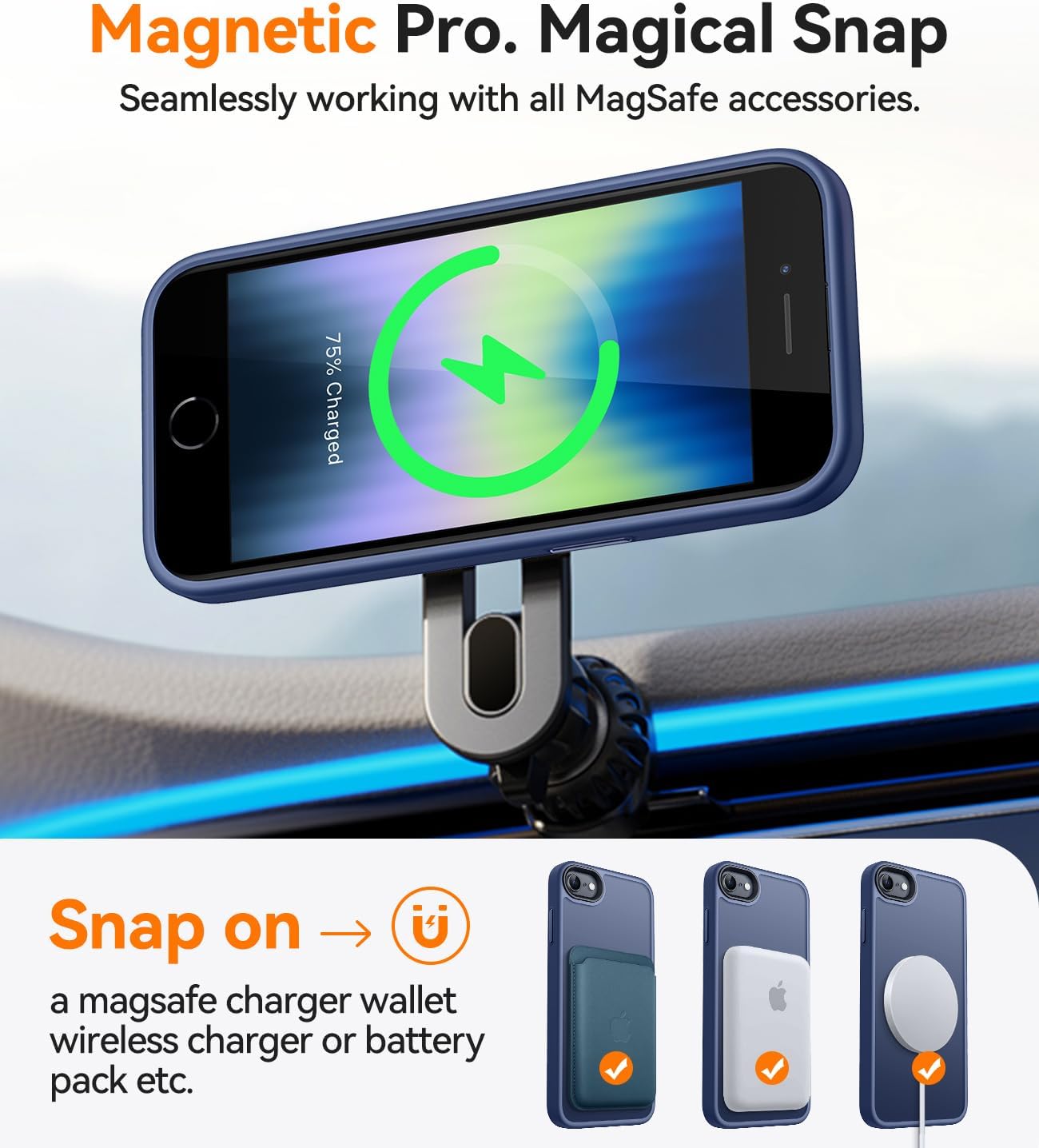 Detalle de CANSHN Cover Magnetica Opaca per iPhone SE 3/2 (2022/2020), iPhone 8, 7 – Blu Scuro