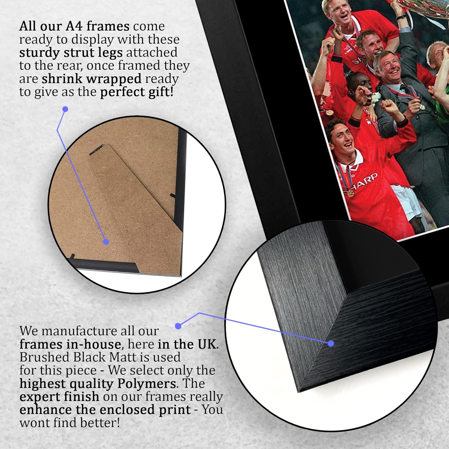 Thumbnail 6 de HWC Trading Sir Alex Ferguson signed framed A4 print gift (A4 black polycarbonate frame)