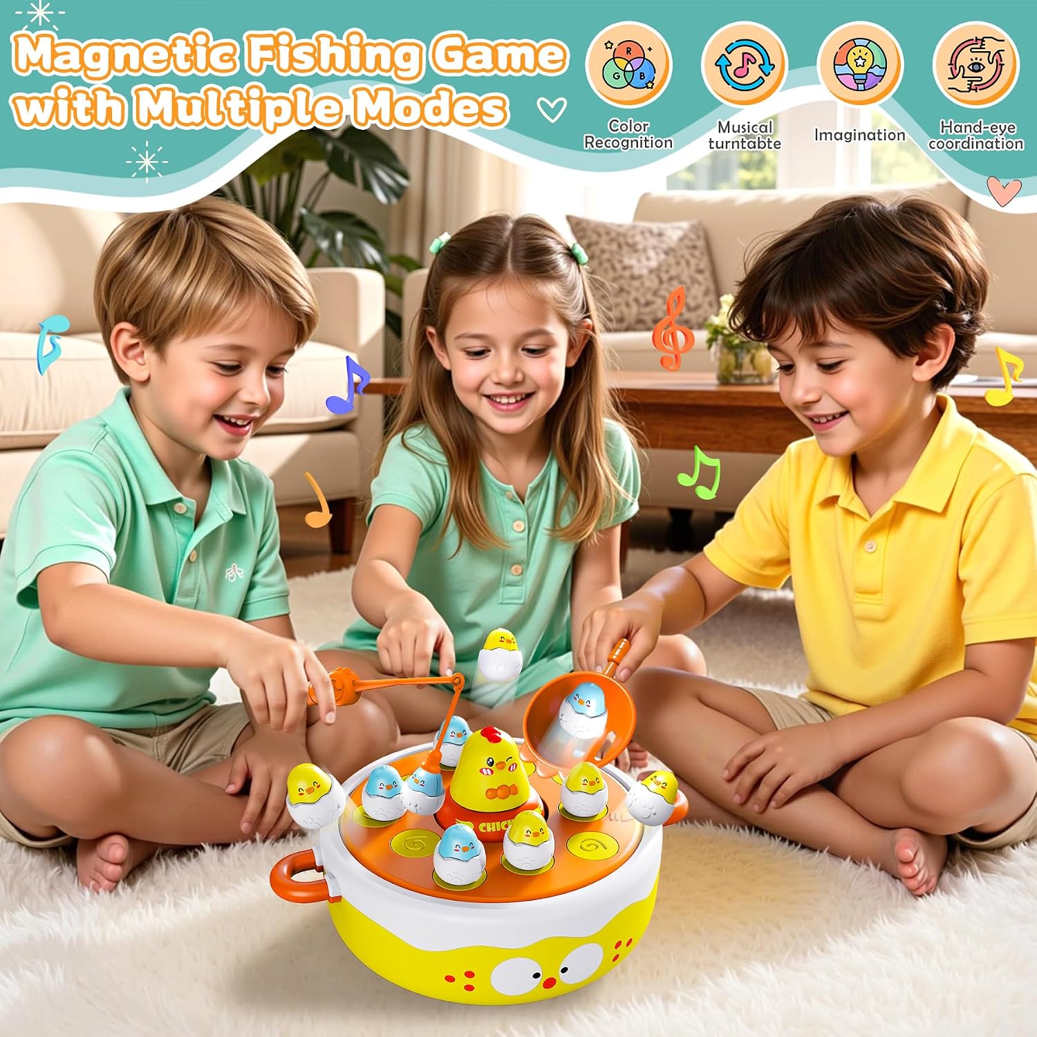 Detalle 2 de BunnyJOY 4‑in‑1 magnetic fishing game for kids 🎲
