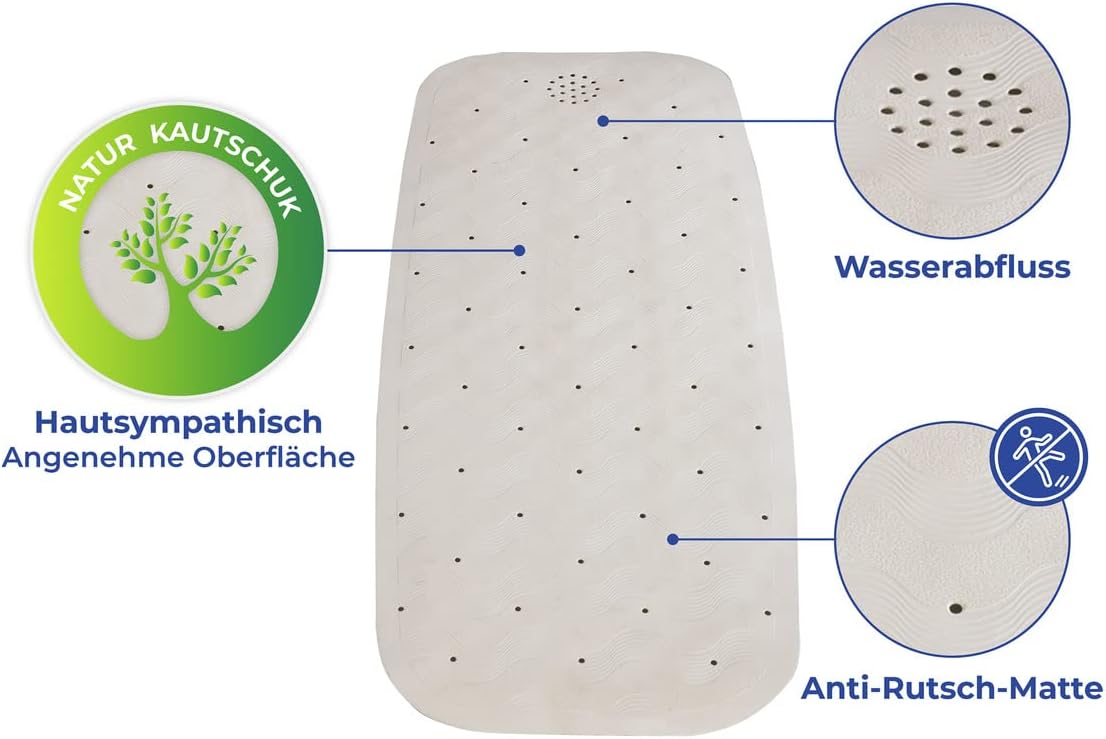 Detalle de Tapis de bain antidérapant Maximex Natur-Kautschuk beige 37 x 90 cm — sécurité et confort sur le bain