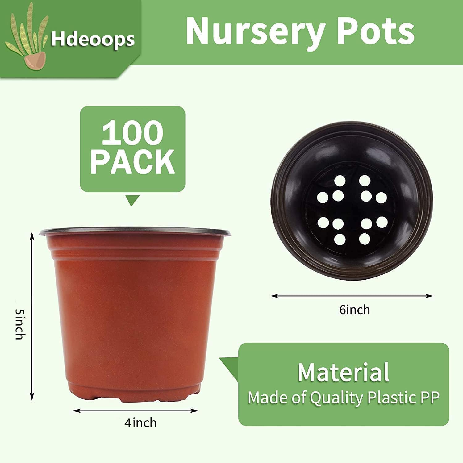 Thumbnail 1 de Hdeoops 100 PCS 6-Inch Plastic Nursery Pots for Seed Starting, Seedlings, and Transplants