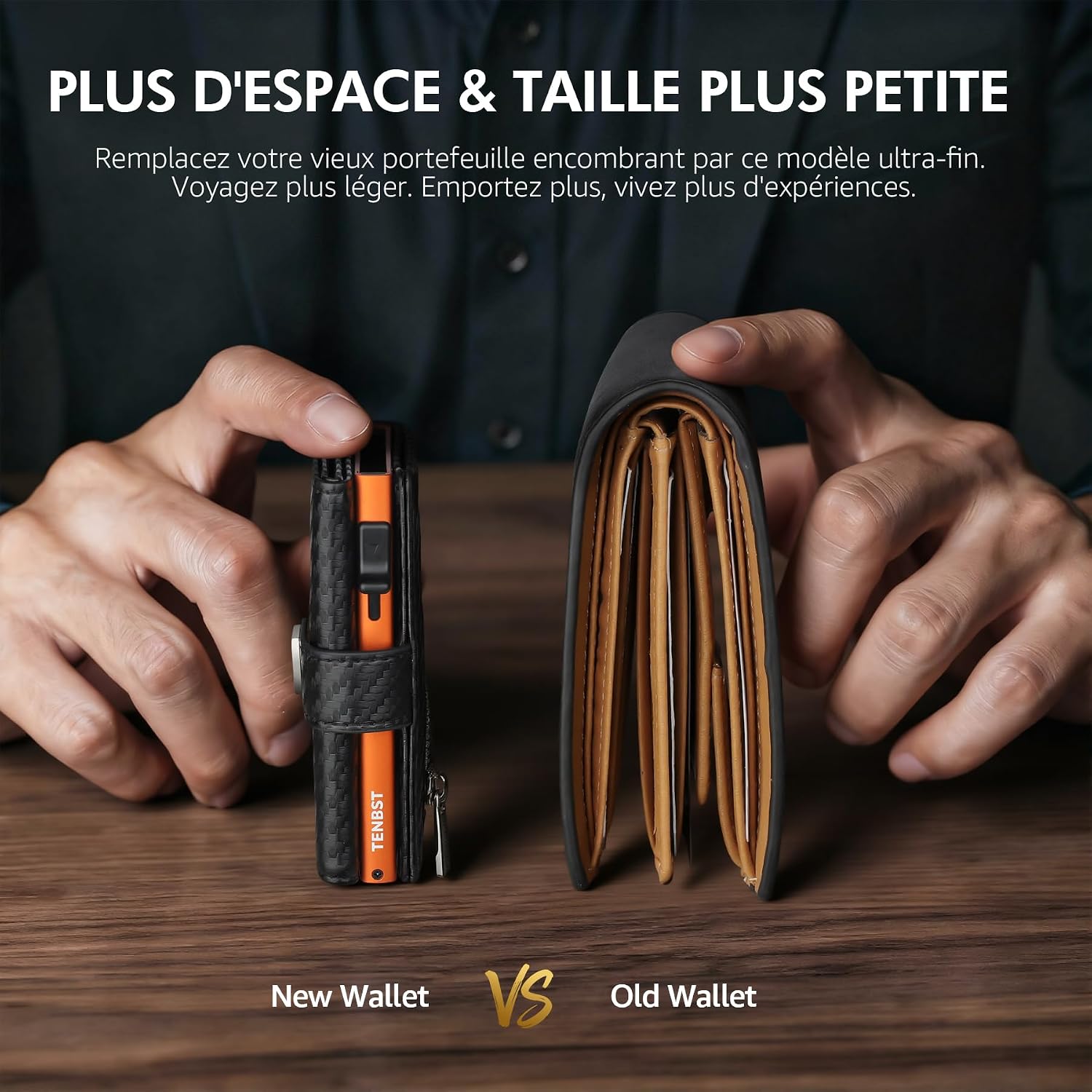 Detalle de TENBST Portefeuille homme ultra-mince avec 10 cartes đ