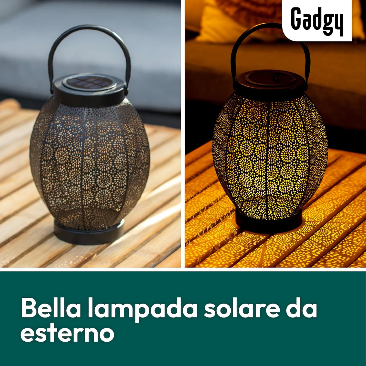 Thumbnail 1 de Gadgy Lanterna Solare da Esterno Fiore in metallo nero e oro (IP65) a LED