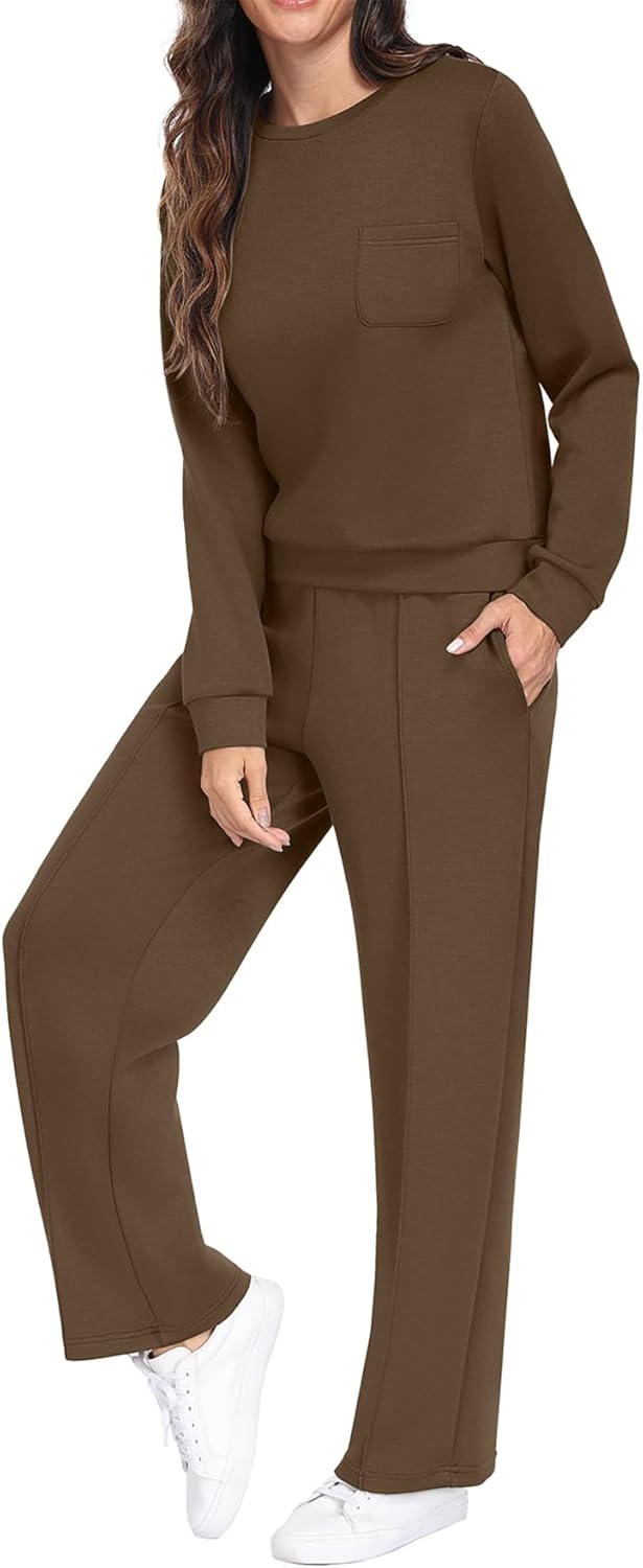Detalle de GRECERELLE Women's Tracksuit Full Set – Autumn Long Sleeve Lounge 2-Piece with Pockets