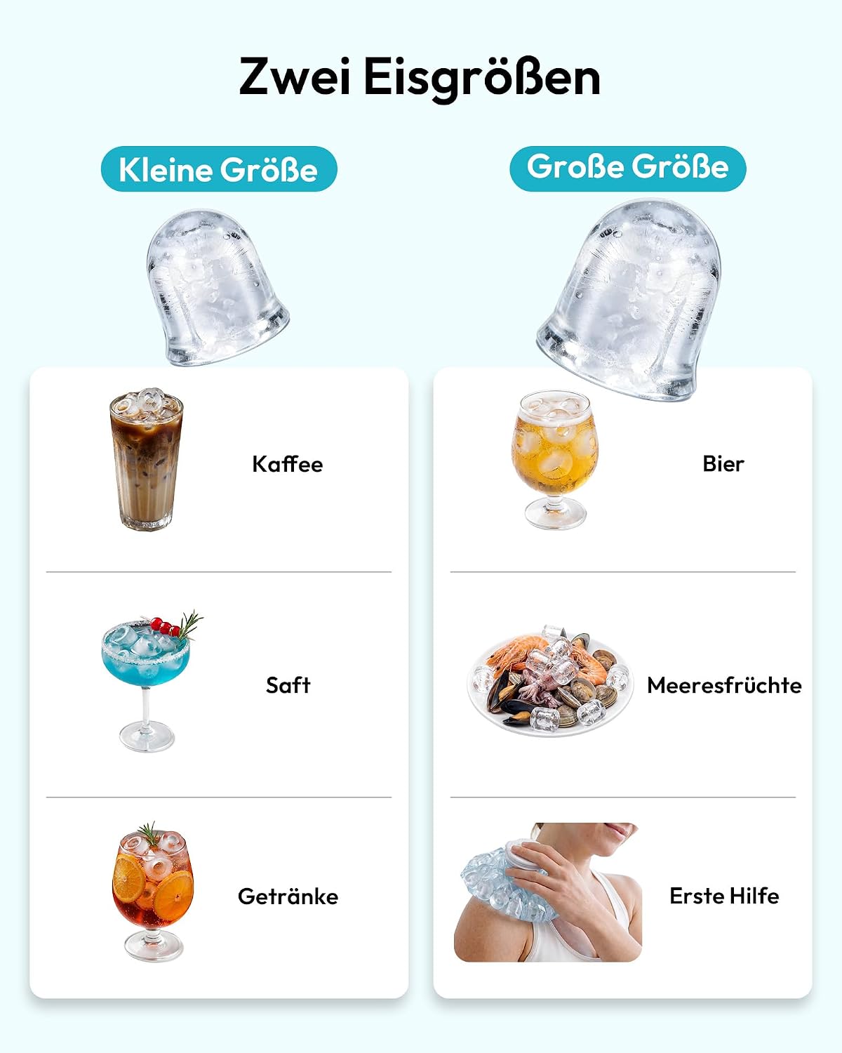 Detalle de EUHOMY Eiswürfelmaschine – kompaktes Design, zwei Eiswürfelgrößen, Ein-Knopf-Bedienung