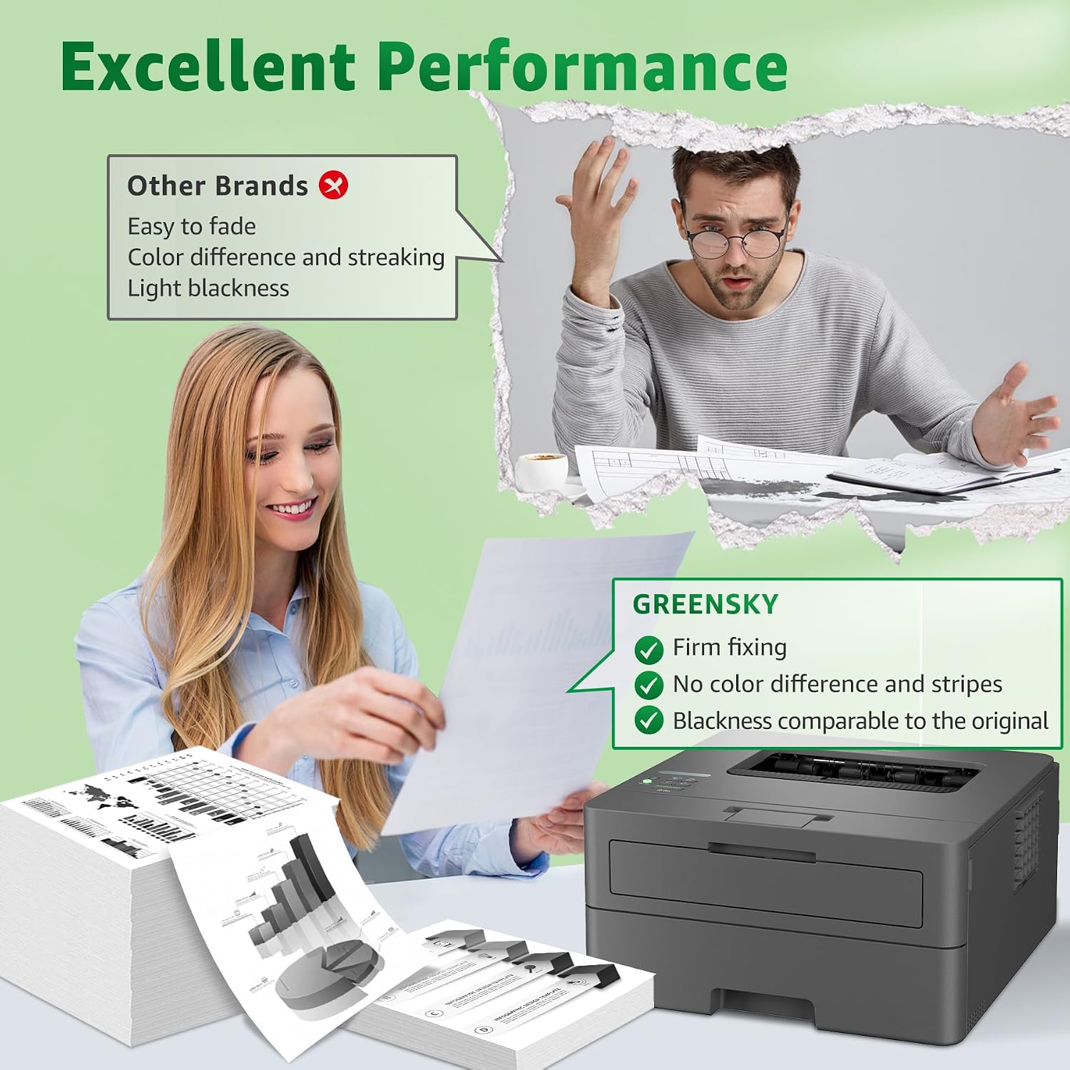 Detalle 2 de GREENSKY TN2510XL toner 1 Black for Brother printers 🖨