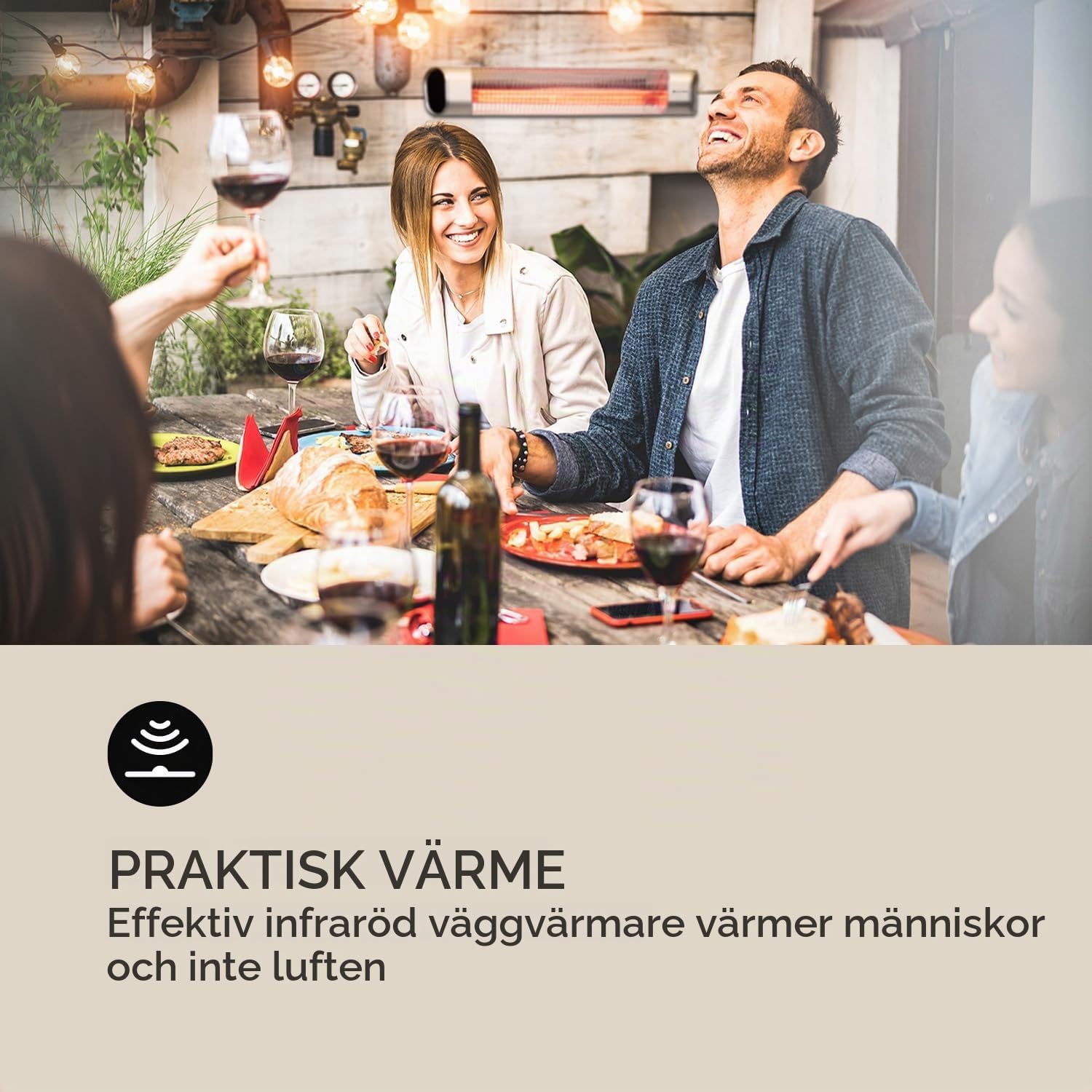 Detalle 2 de blumfeldt Dark Wave terrassvärmare 2 000 W med IP65 och LED-display