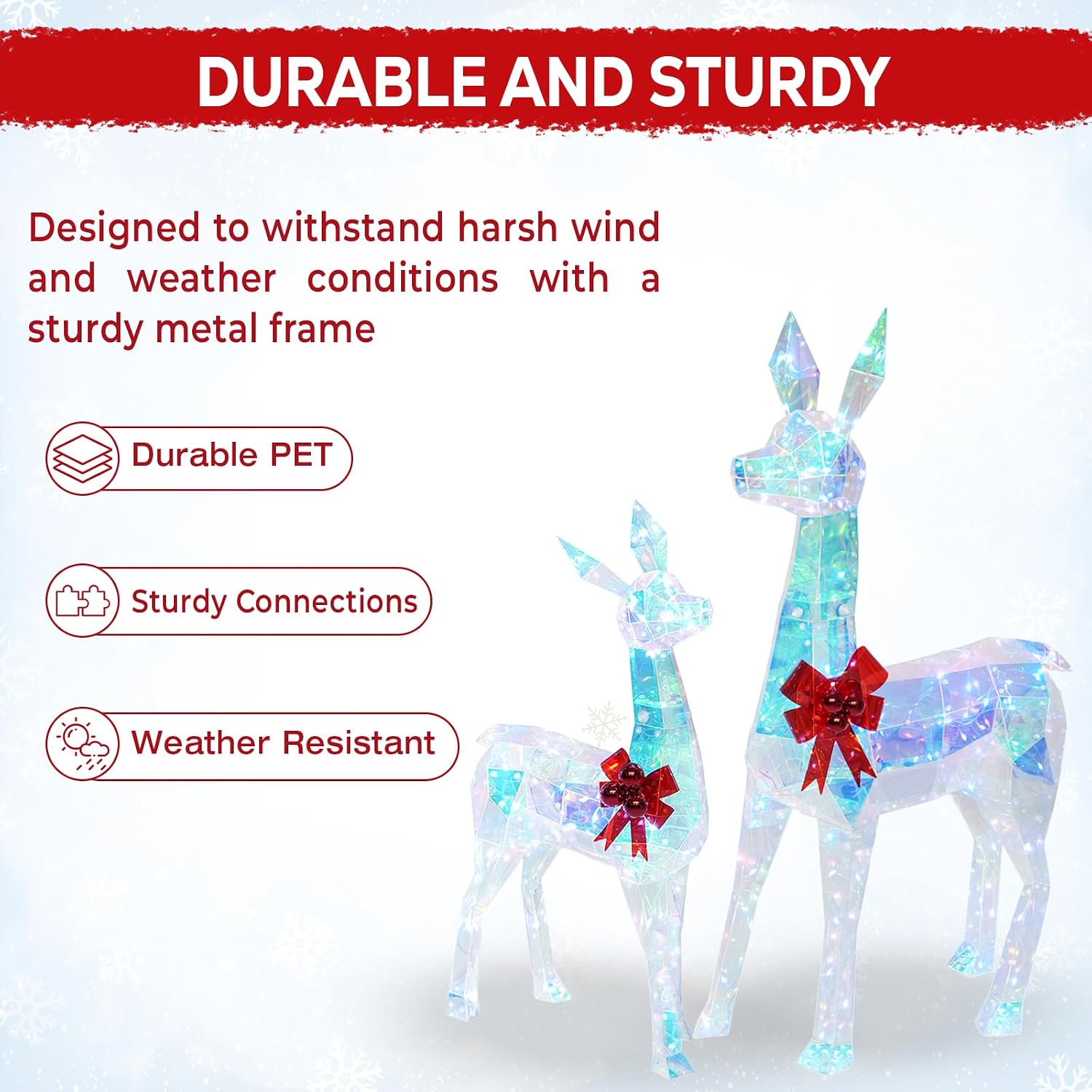Detalle 1 de Hykolity Lighted Christmas Reindeer Set, 3-Piece