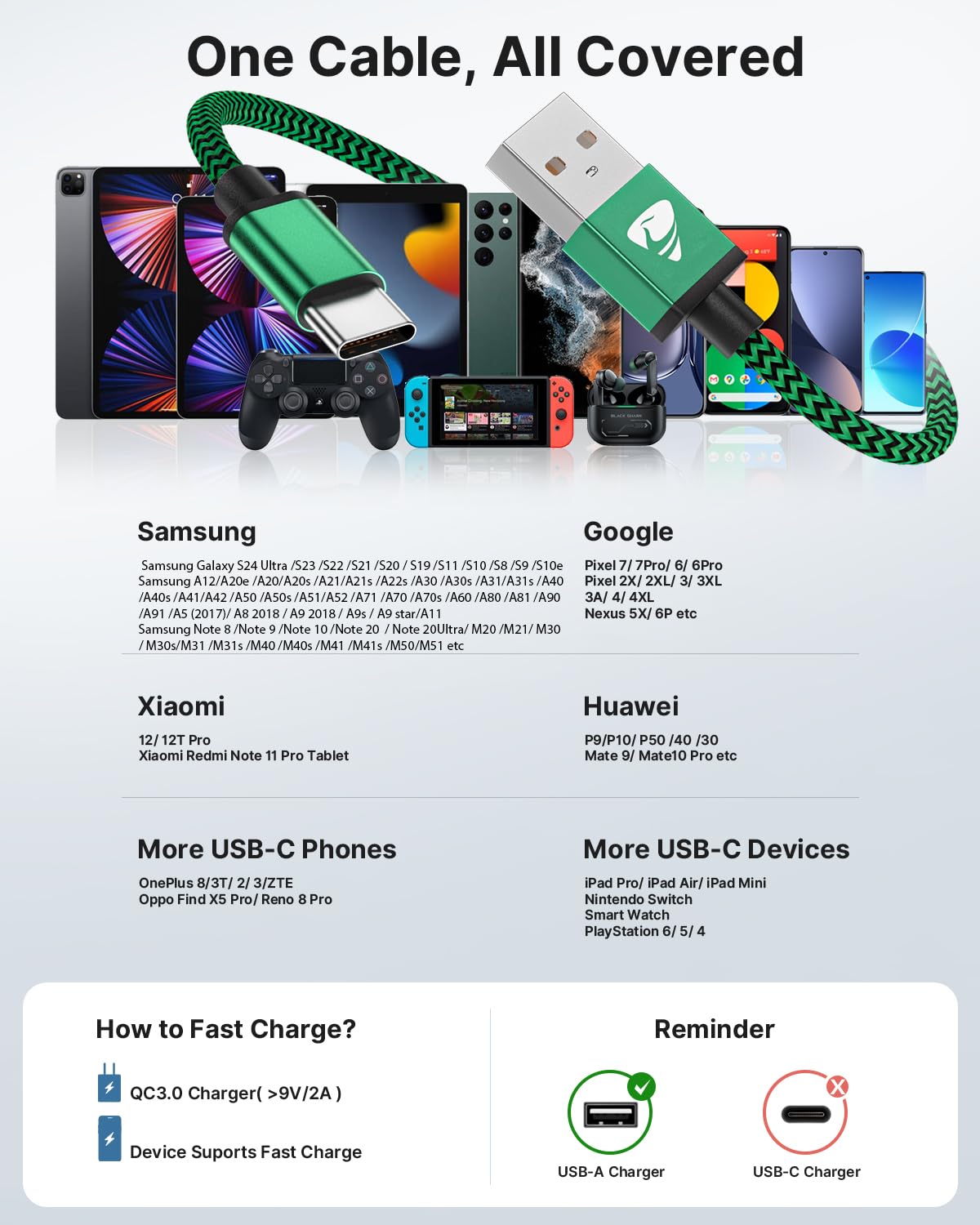 Thumbnail 5 de Aioneus USB C Cable 2M 3Pack fast charging