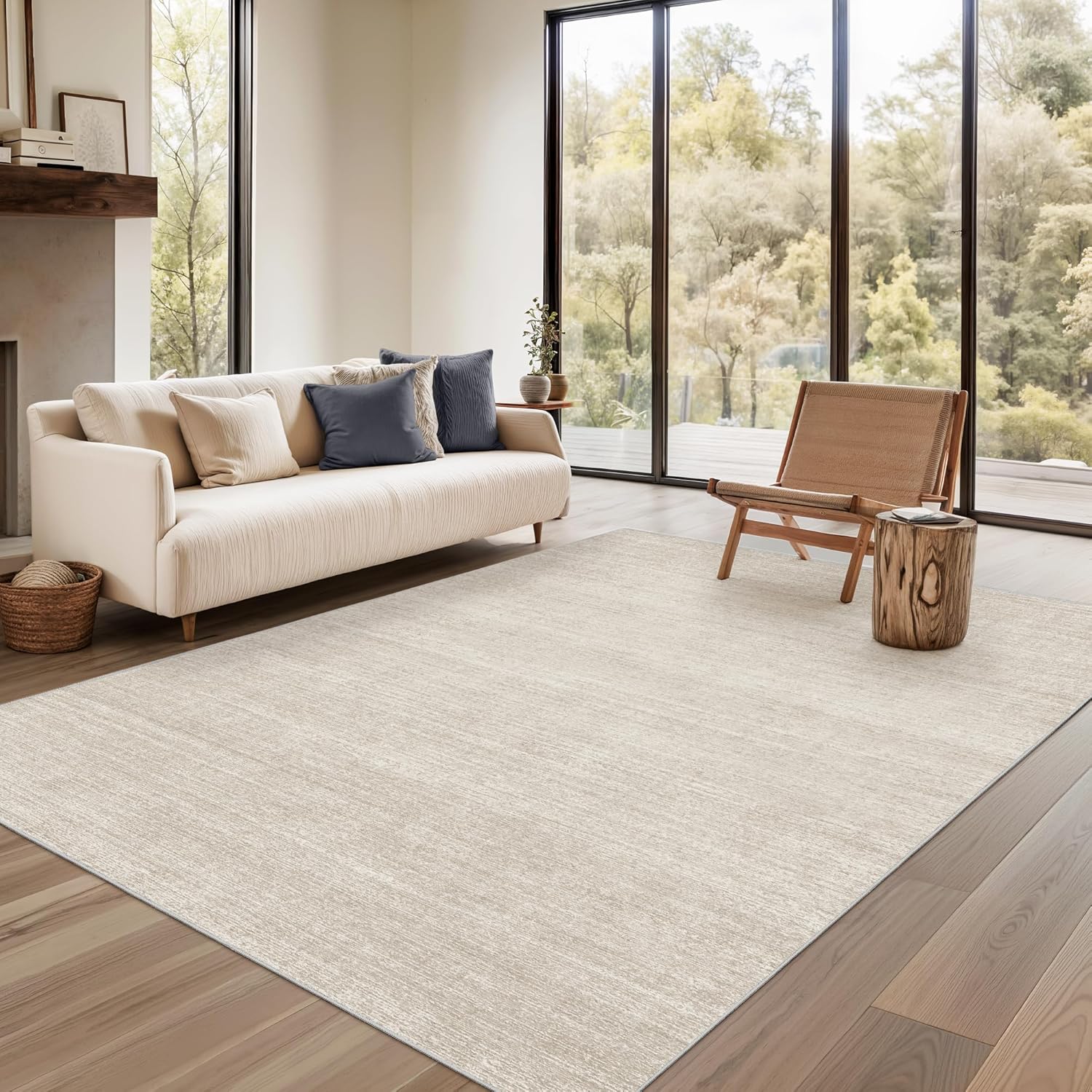 Detalle 2 de Valenrug Washable Rugs 5x7: Stain-Resistant, Machine-Washable, Anti-Slip Area Rug (Beige)