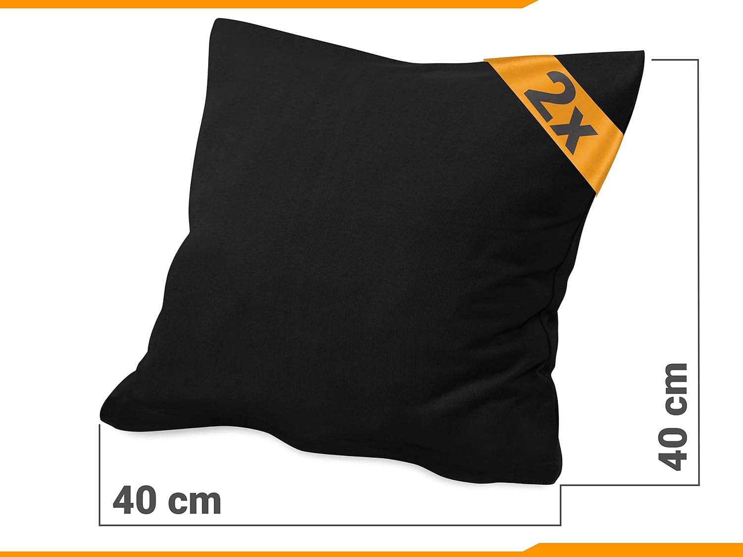 Thumbnail 2 de npluseins Lot de 2 Housse de Coussin pour traversin 40×40 cm en coton Jersey Noir certifié Oeko-Tex