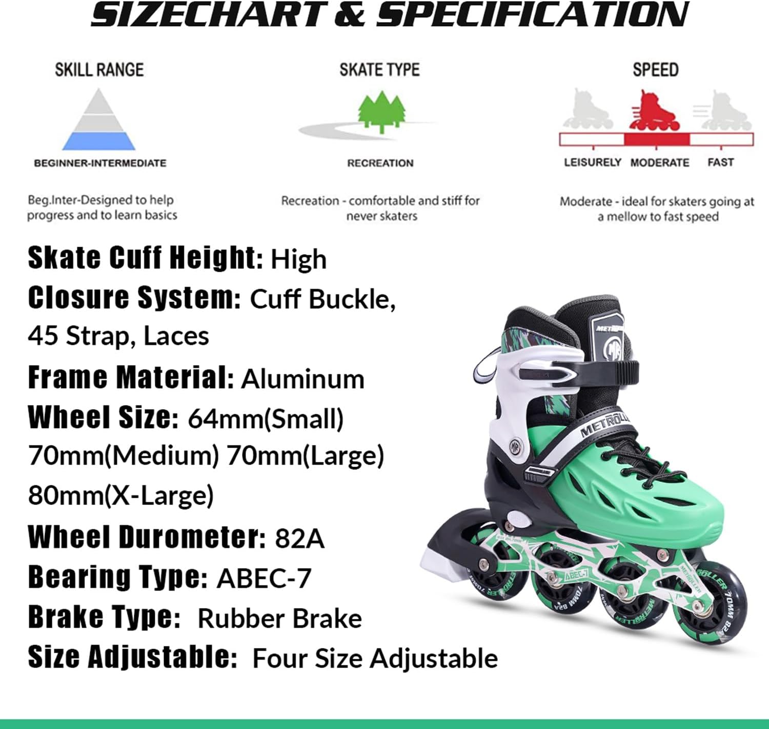 Thumbnail 5 de METROLLER Adjustable Inline Skates with Light-Up Wheels for All Ages