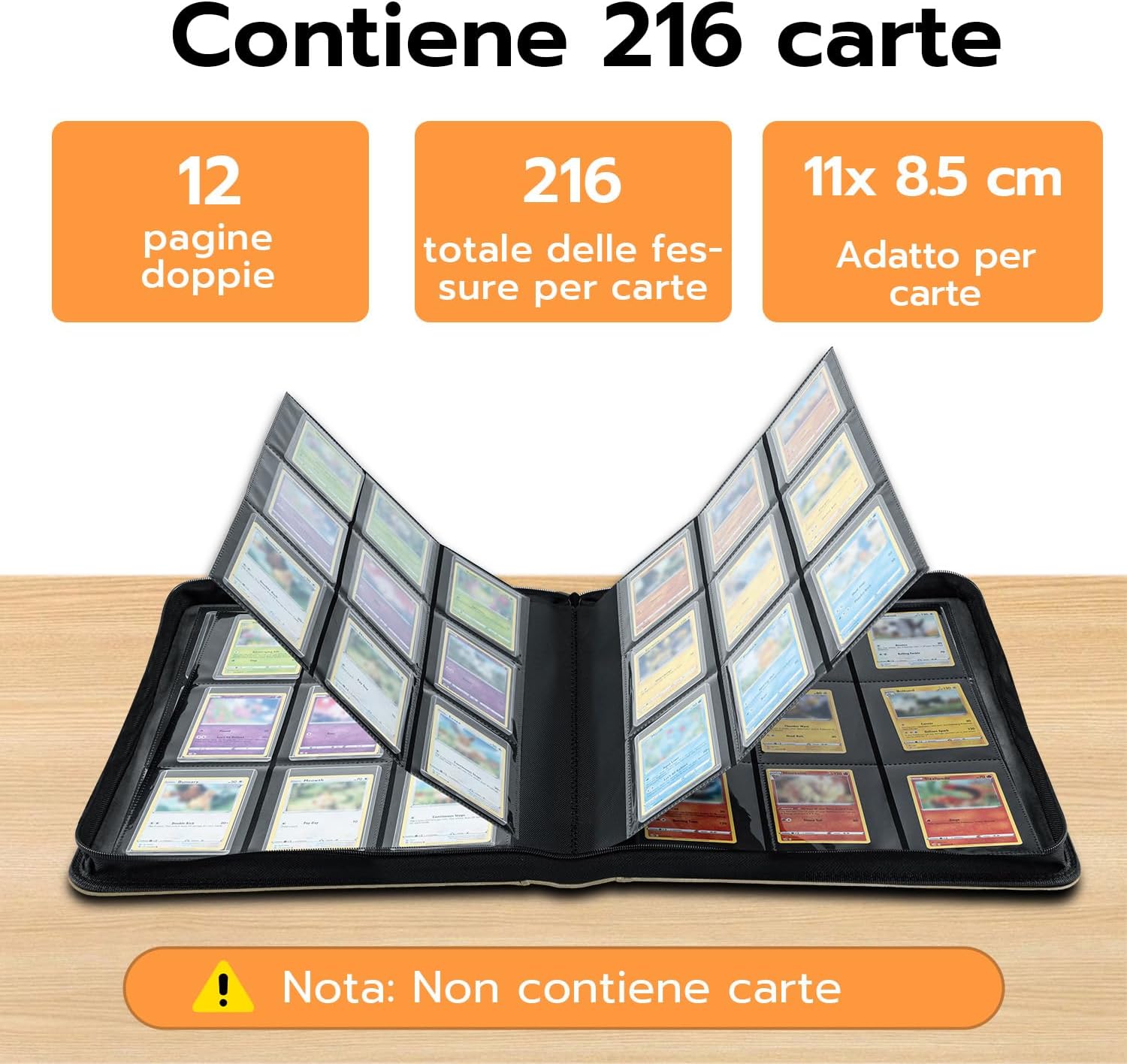 Detalle de Tolesum Raccoglitore Toploader 3"x4" con zip e 10 toploader, 9 pagine (216 posti) per Magic, YuGi Oh e TCG