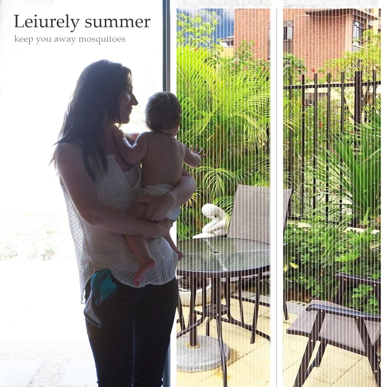 Thumbnail 5 de Magnetic Screen Door Polyester Magnetic Fly Screen Curtain (White, 120x220 cm)