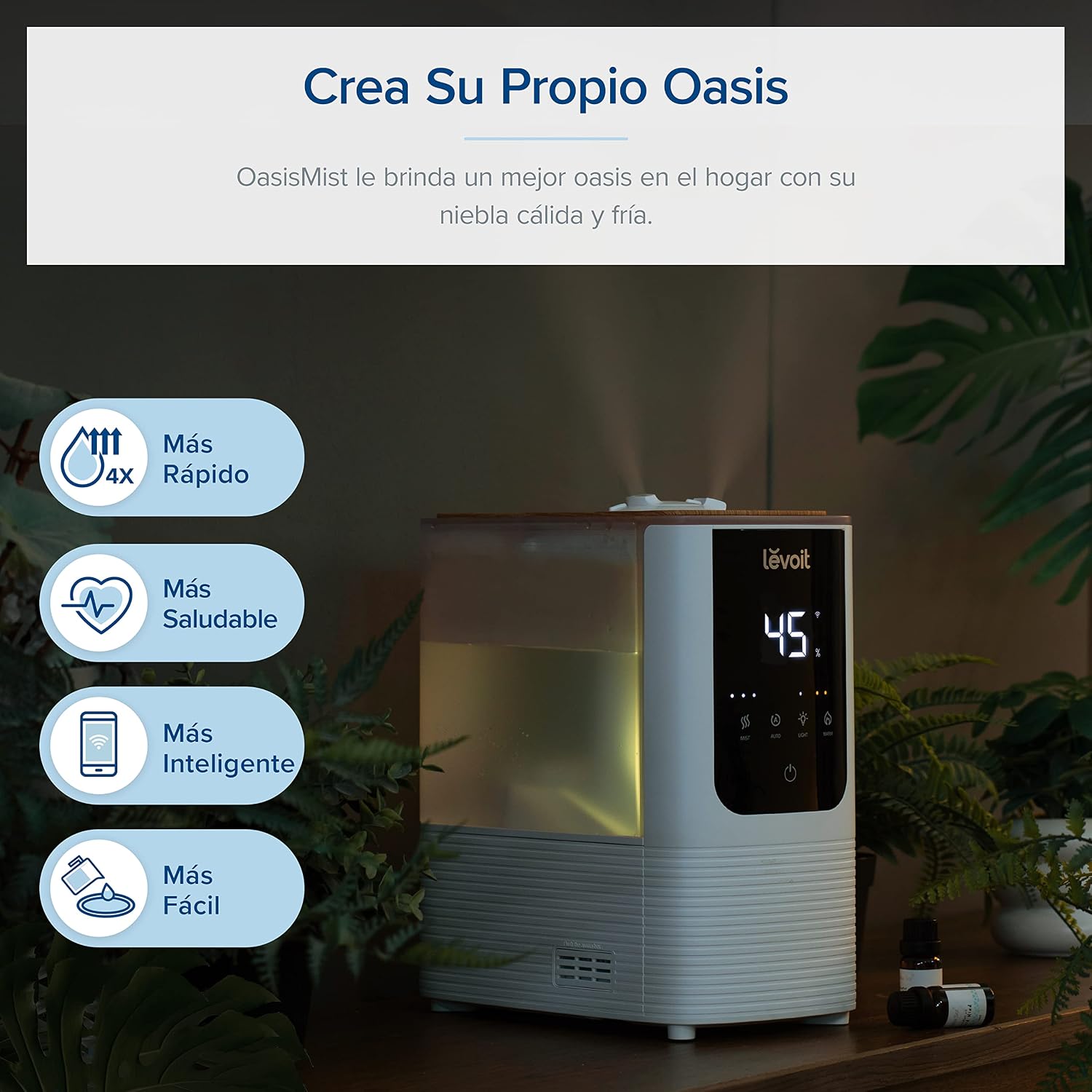 Detalle de LEVOIT OasisMist Humidificador inteligente 4.5L