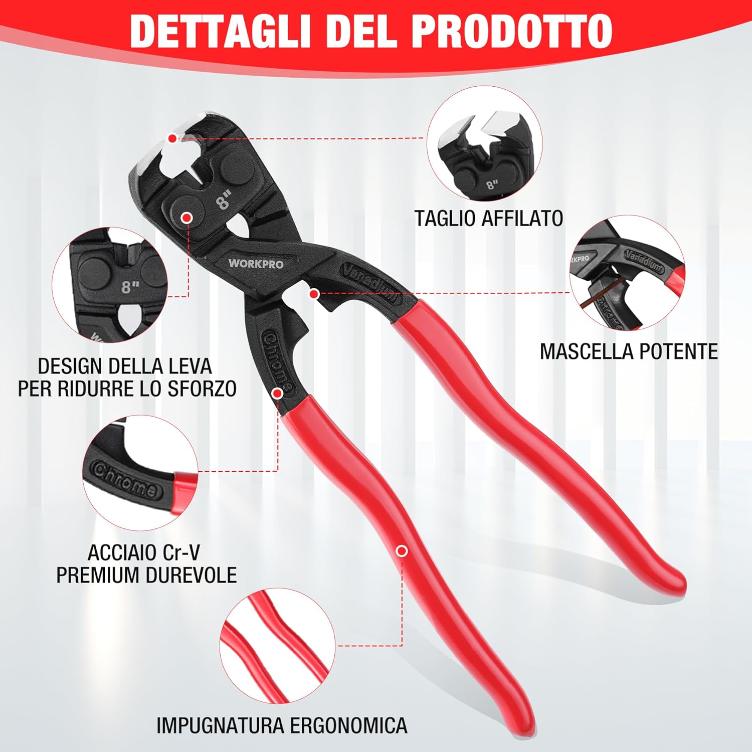 Thumbnail 1 de WORKPRO Pinze a Taglio Frontale: taglio, presa e tiraggio con leva multipla