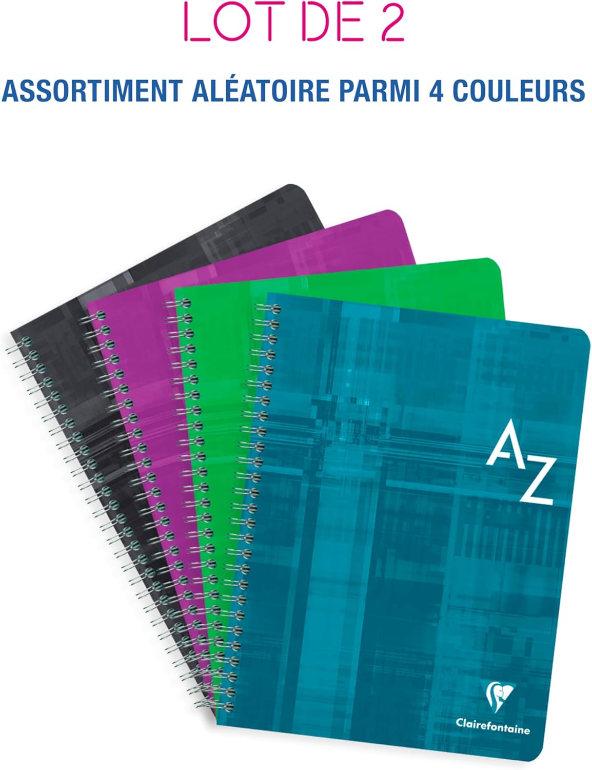 Thumbnail 1 de Clairefontaine 8948AMZC – Lot de 2 Répertoires à Spirale 17x22 cm, 100 Pages, Papier Blanc Velin 90 g, Couverture Pelliculée