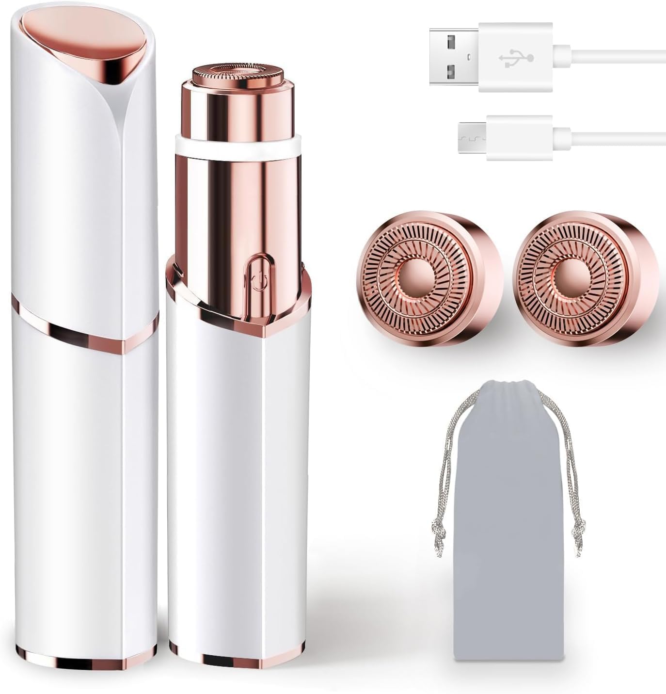 Detalle de Electric Rechargeable Facial Hair Remover for Women with LED Light and 2 Replacement Heads