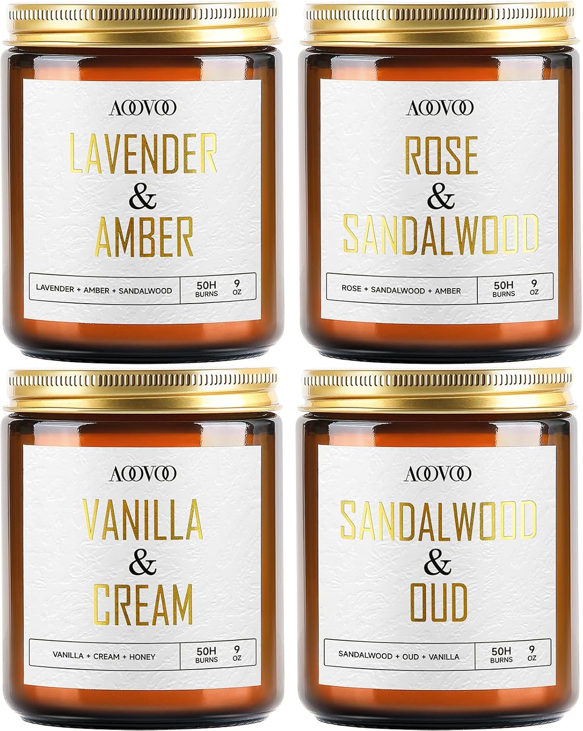 Detalle de AOOVOO 36 oz Scented Candle Set, Four Fragrances for Indoor Use