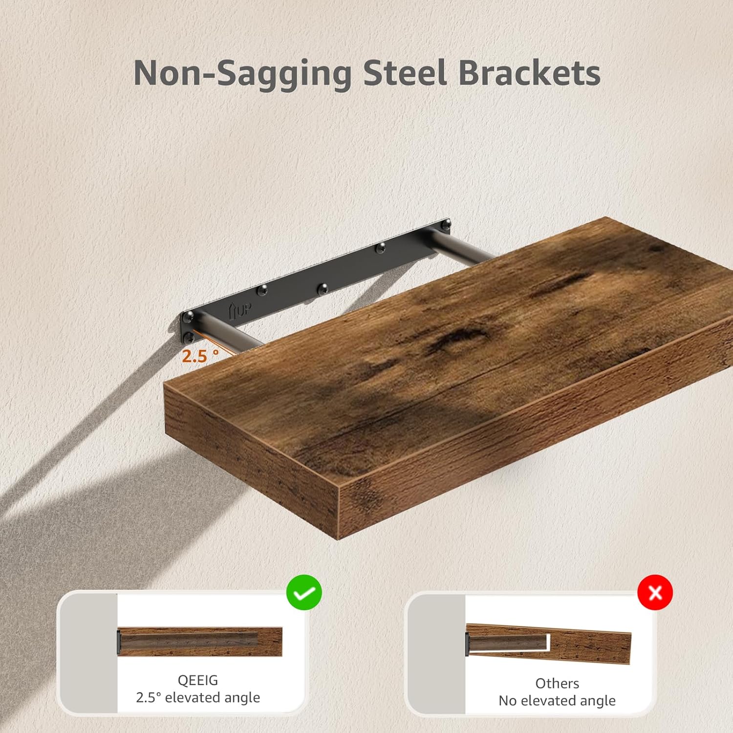 Thumbnail 5 de QEEIG 16-inch Floating Shelves Set of 3