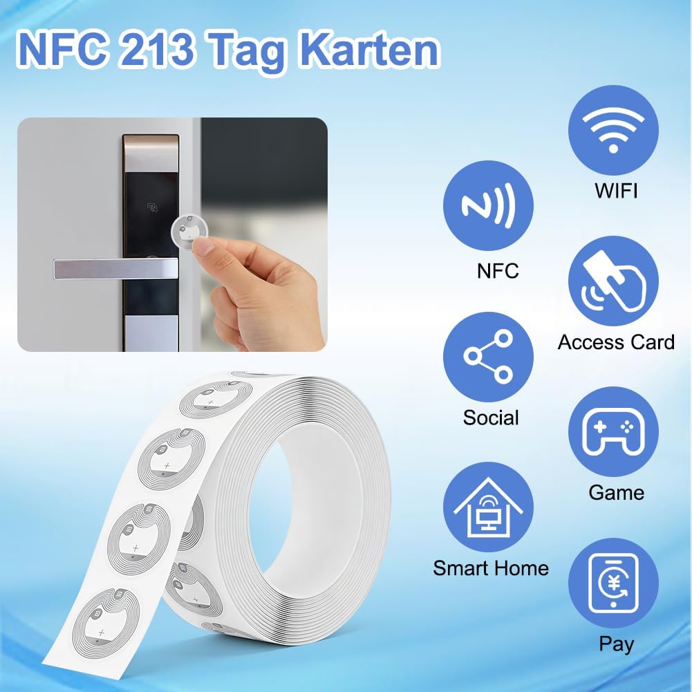 Detalle 2 de OFFCUP NTAG213 NFC-stickers, rond, 25 mm, 144 byte, zelfklevend, 50 stuks