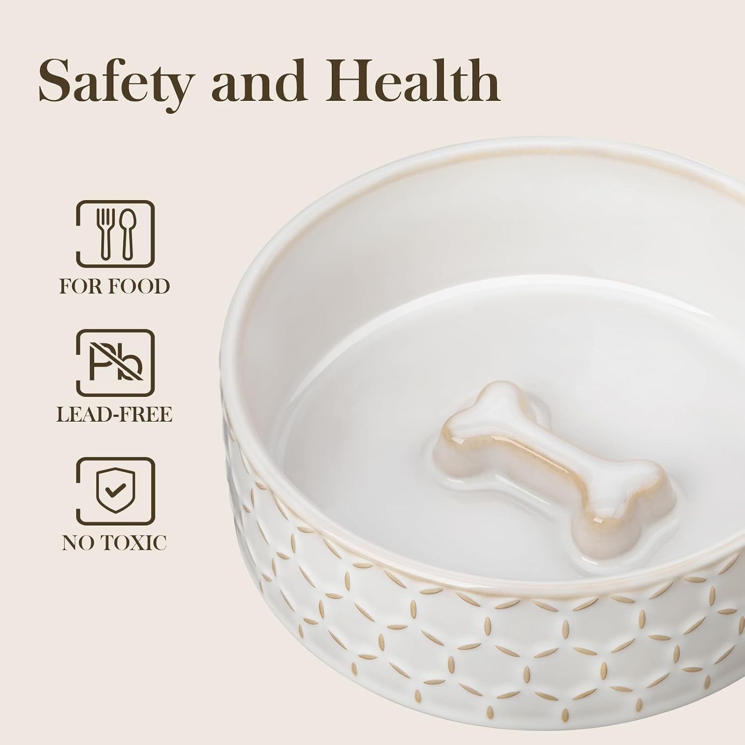 Detalle 2 de MALACASA Ceramic Pet Bowl, 2-Cup Capacity