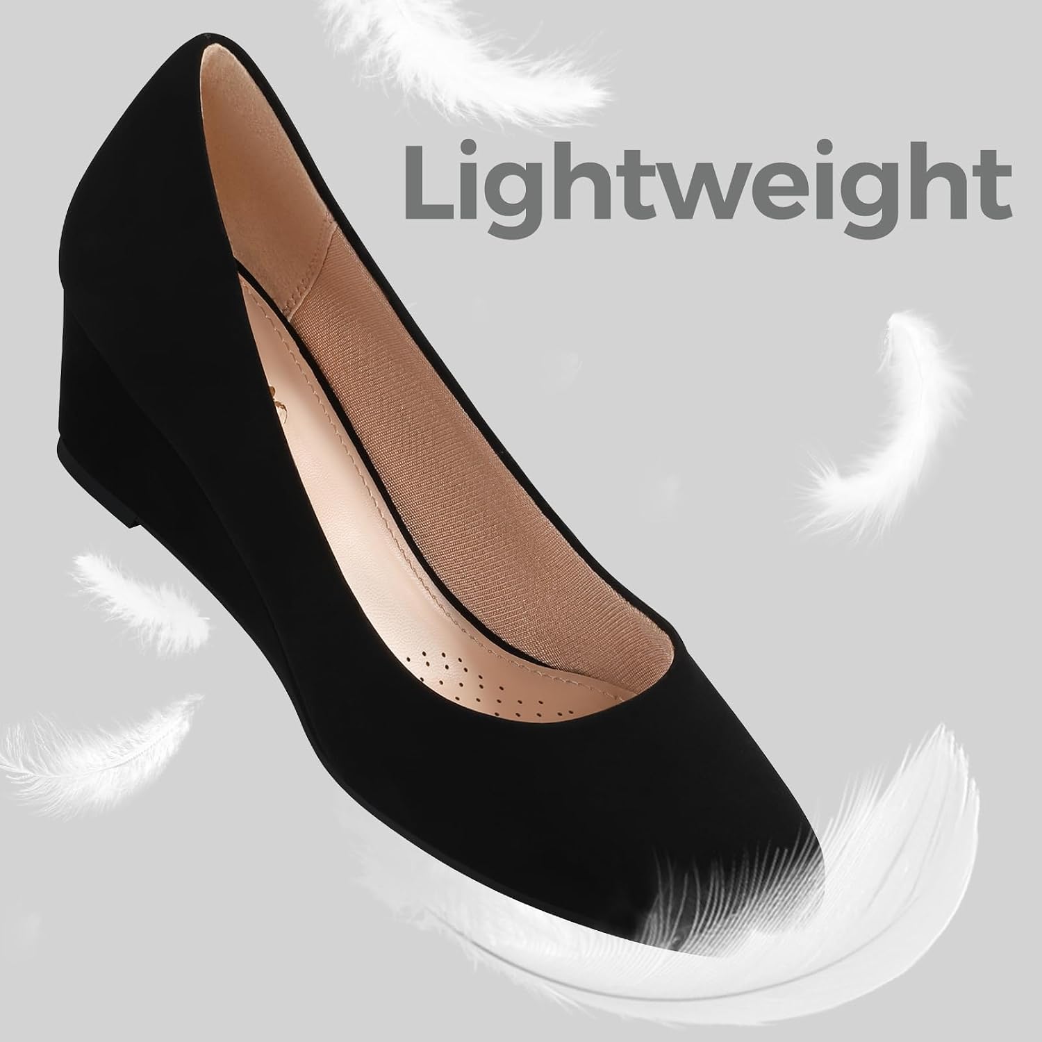 Detalle 2 de Ankis 2-Inch Low Heel Wedges for Women (Closed Toe) in Black, Nude, Gold & Silver