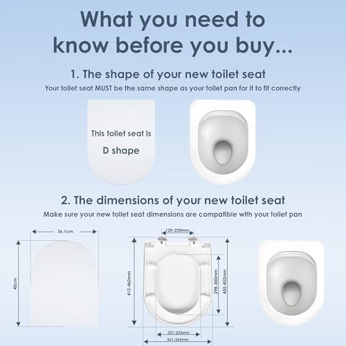 Detalle 2 de AQUALONA Premium Thermoplastic D-Shape Toilet Seat with Soft Close Hinges