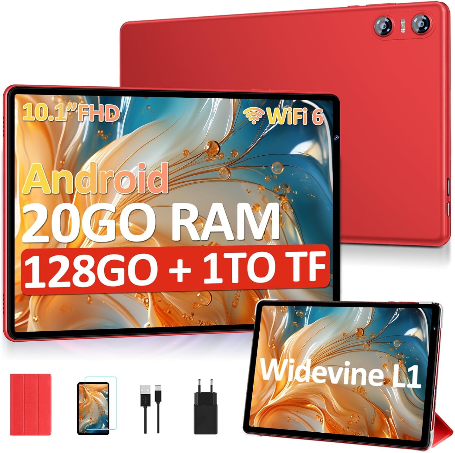 Detalle de Tablet 10 pollici Android K13: 20 GB RAM, 128 GB ROM espandibile fino a 1 TB, Wi‑Fi 6 e Widevine L1