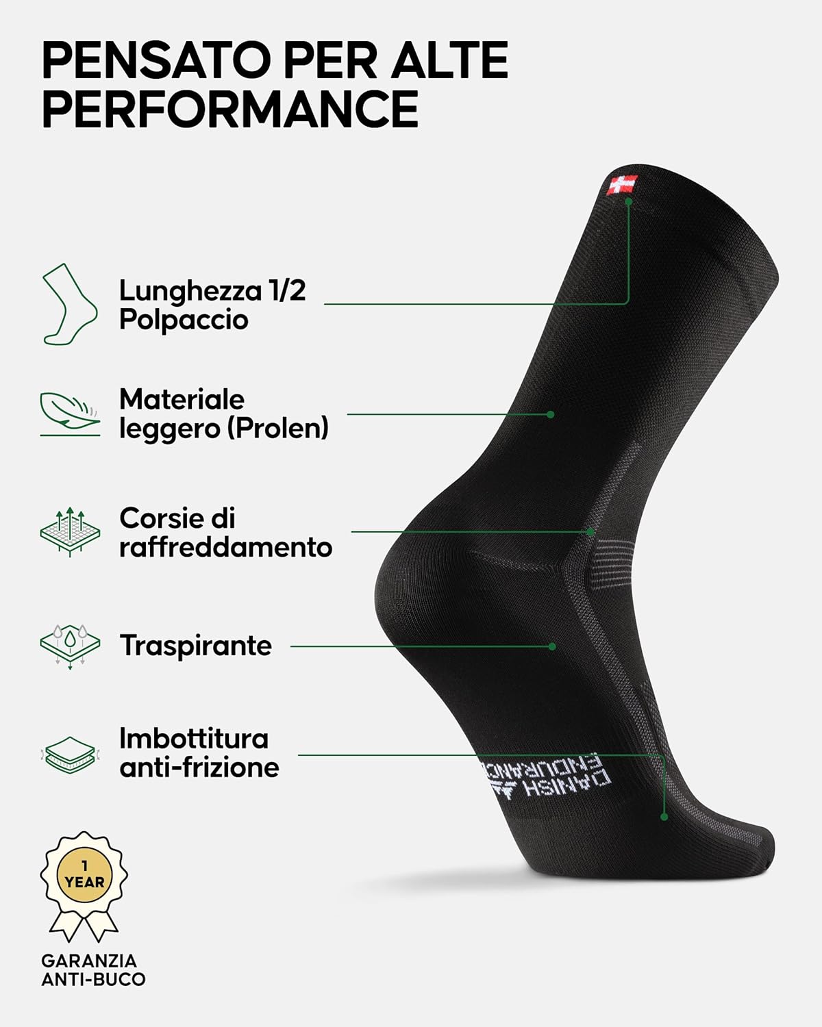 Thumbnail 2 de DANISH ENDURANCE Calzini Uomo Ciclismo traspiranti e imbottiti (estivi) per bici, MTB e spinning